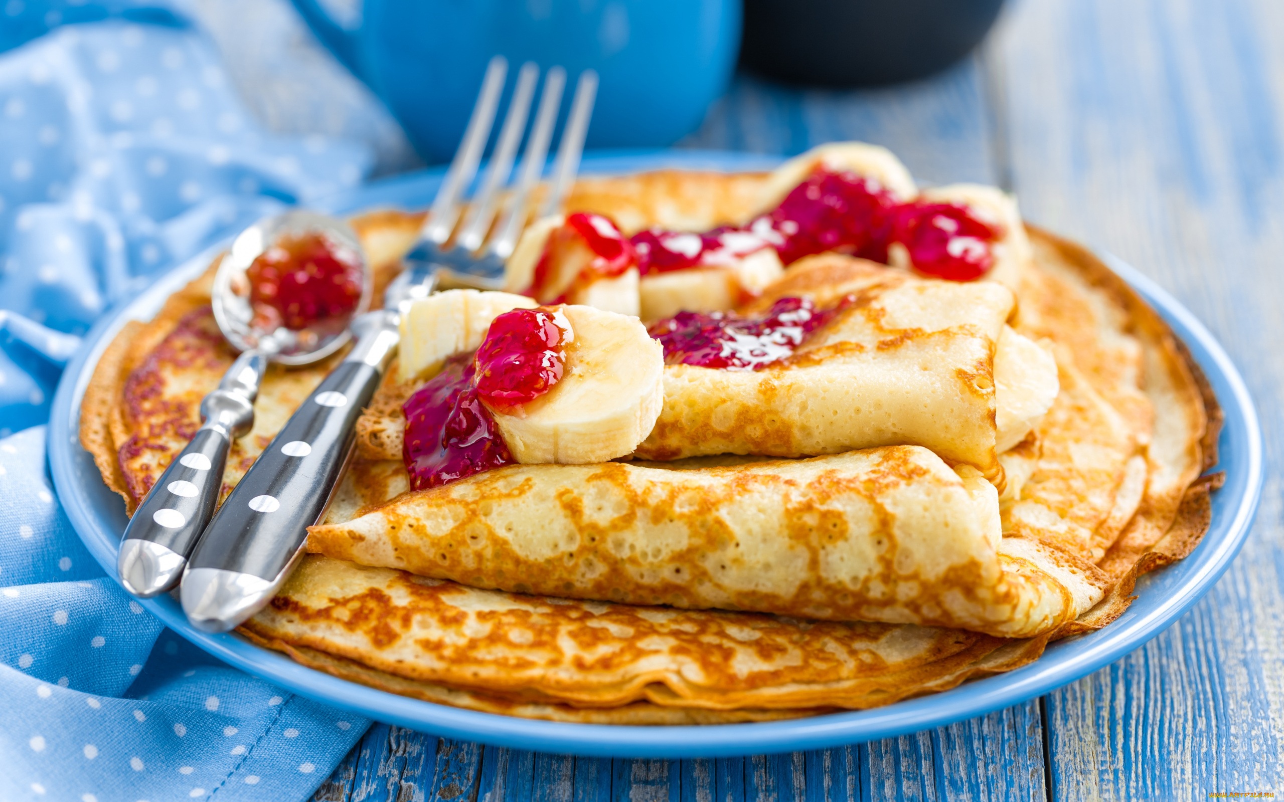 еда, блины, , оладьи, банан, варенье, десерт
