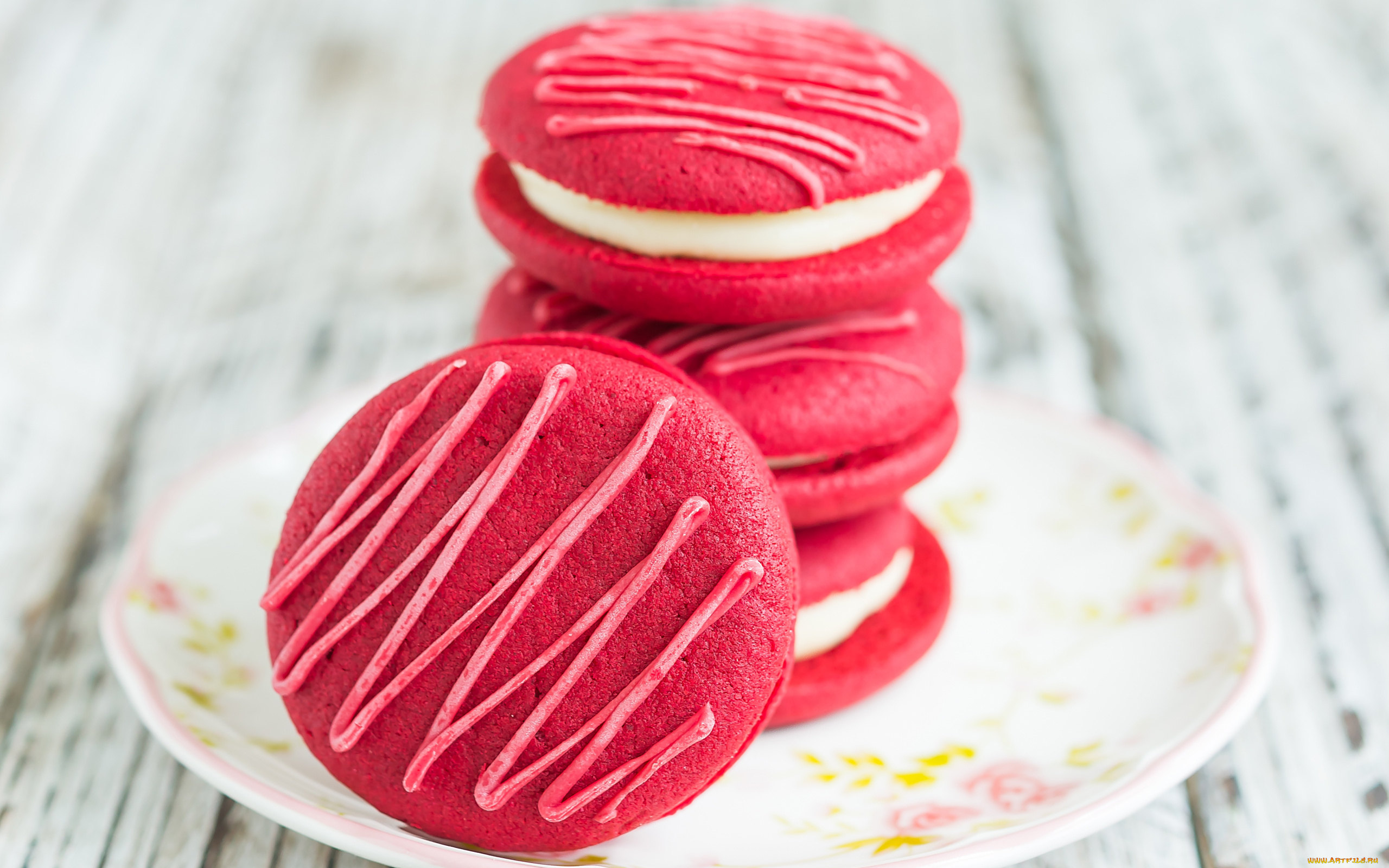 еда, макаруны, лакомство, малиновые