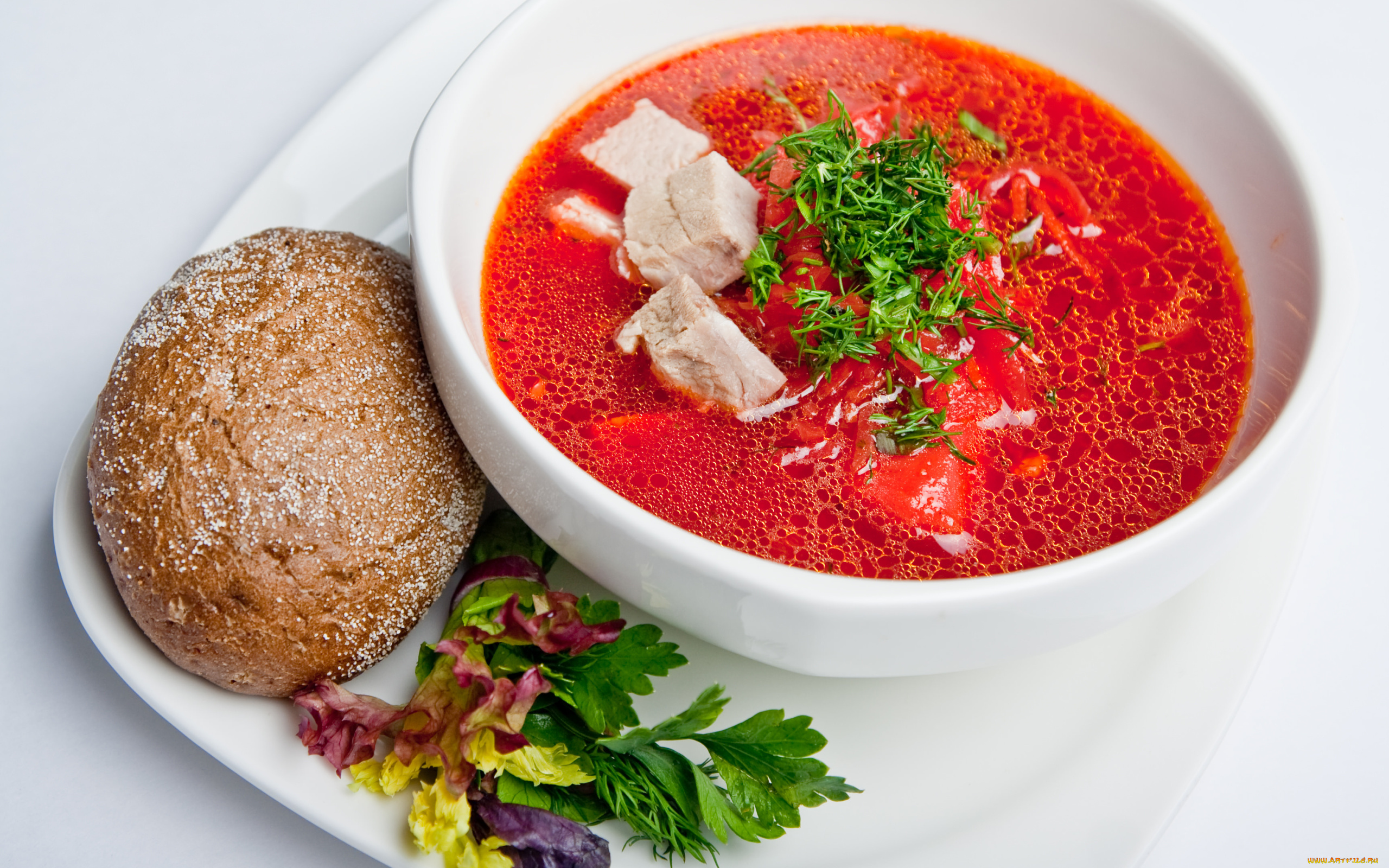 еда, первые, блюда, зелень, хлеб, борщ, мясо