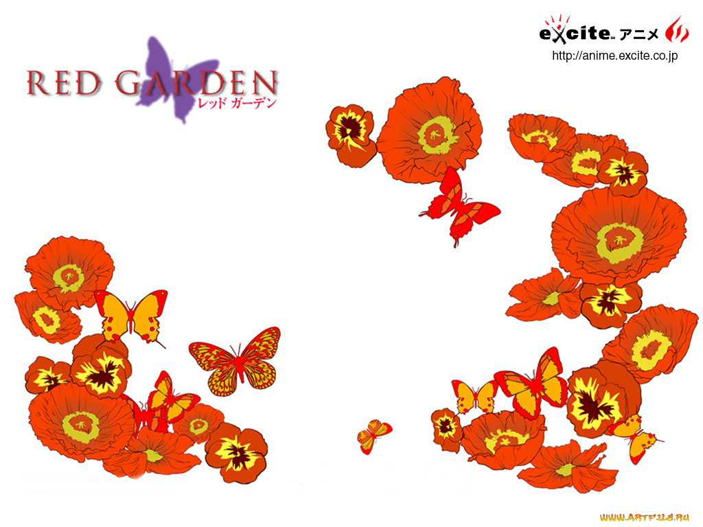 аниме, red, garden