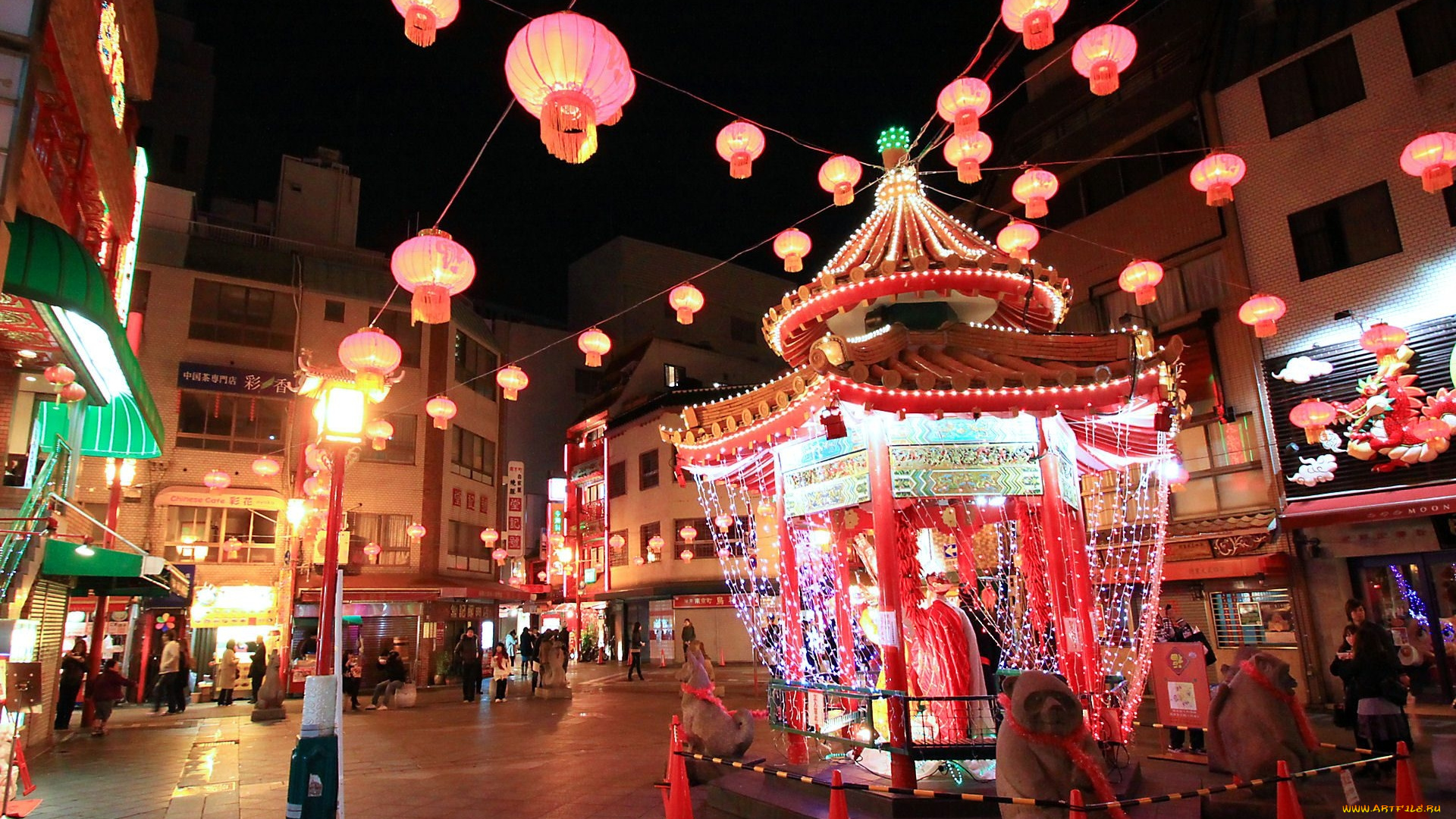 города, огни, ночного