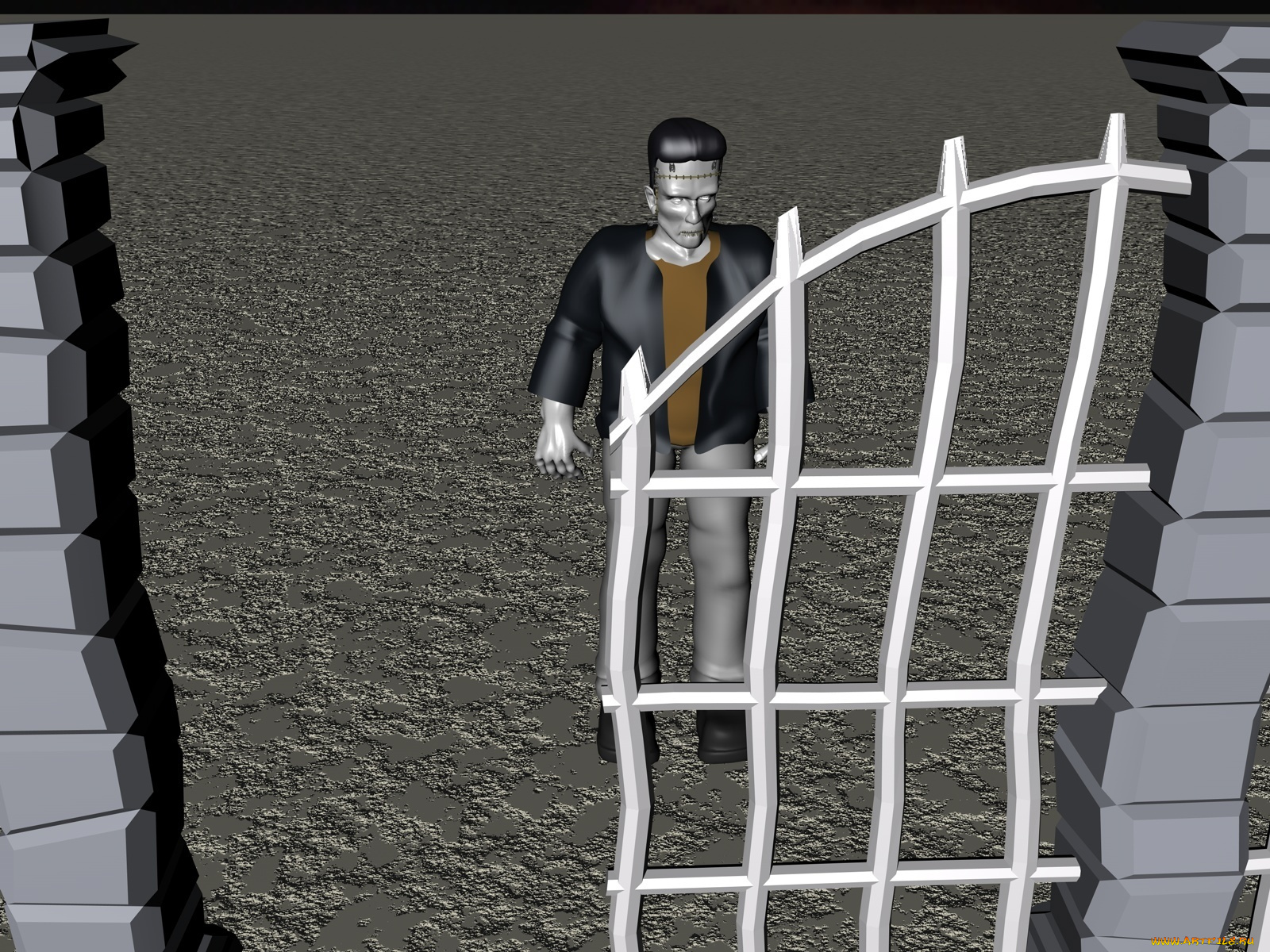 3д, графика, people, люди, решетка, человек