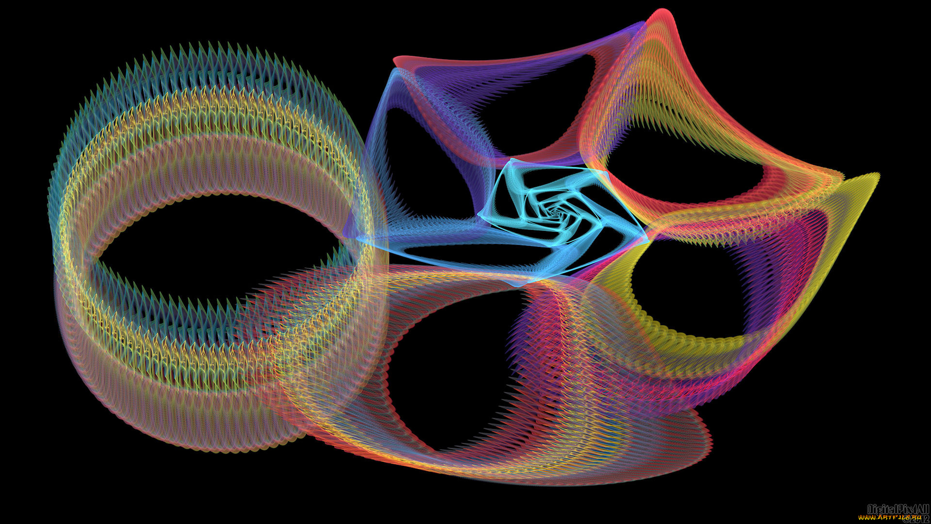 3д, графика, fractal, фракталы, цвета, узор