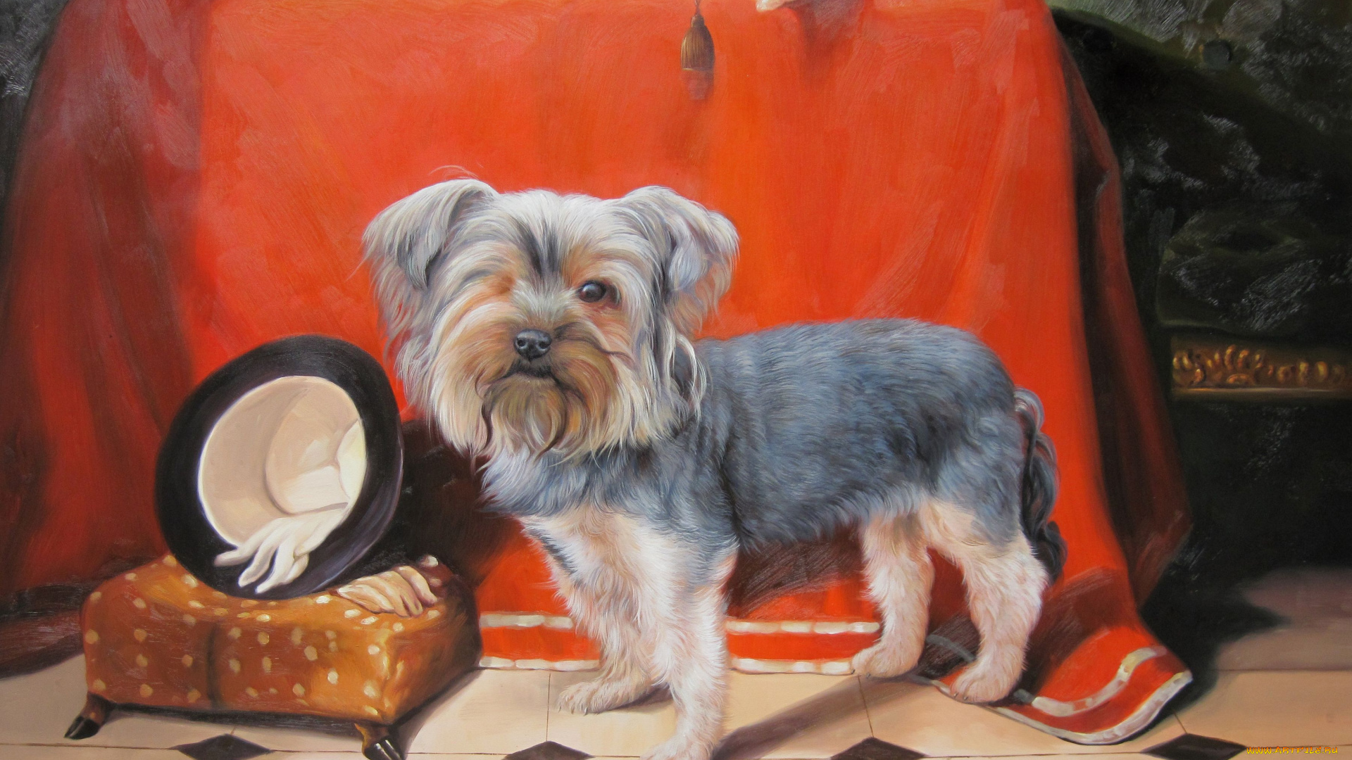 рисованные, животные, собаки, котелок, собака