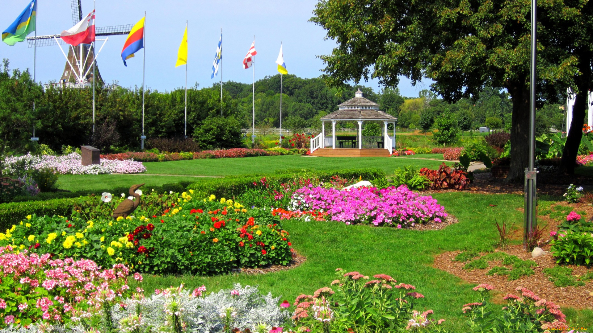 windmill, island, garden, природа, парк, мичиган