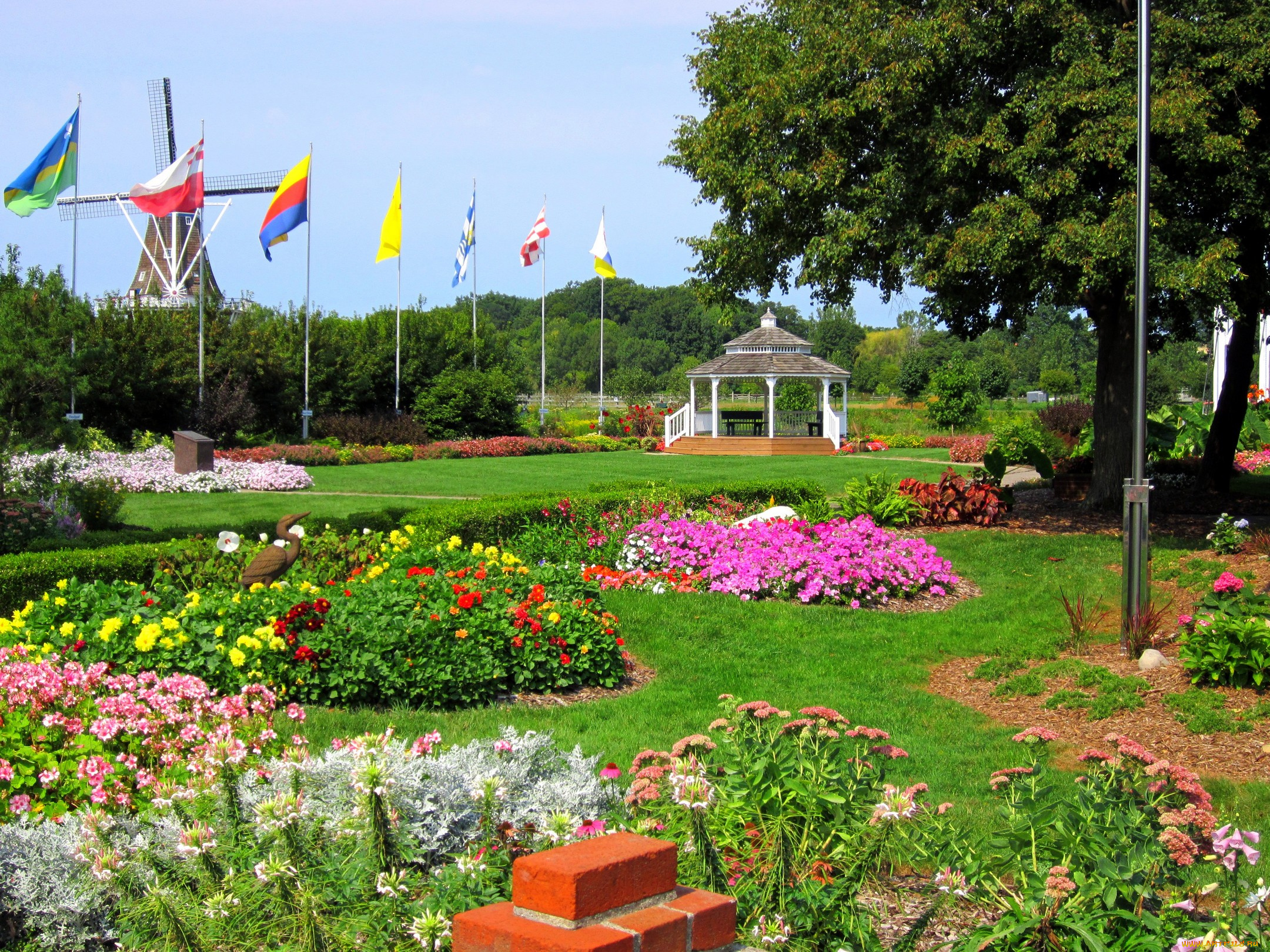 windmill, island, garden, природа, парк, мичиган