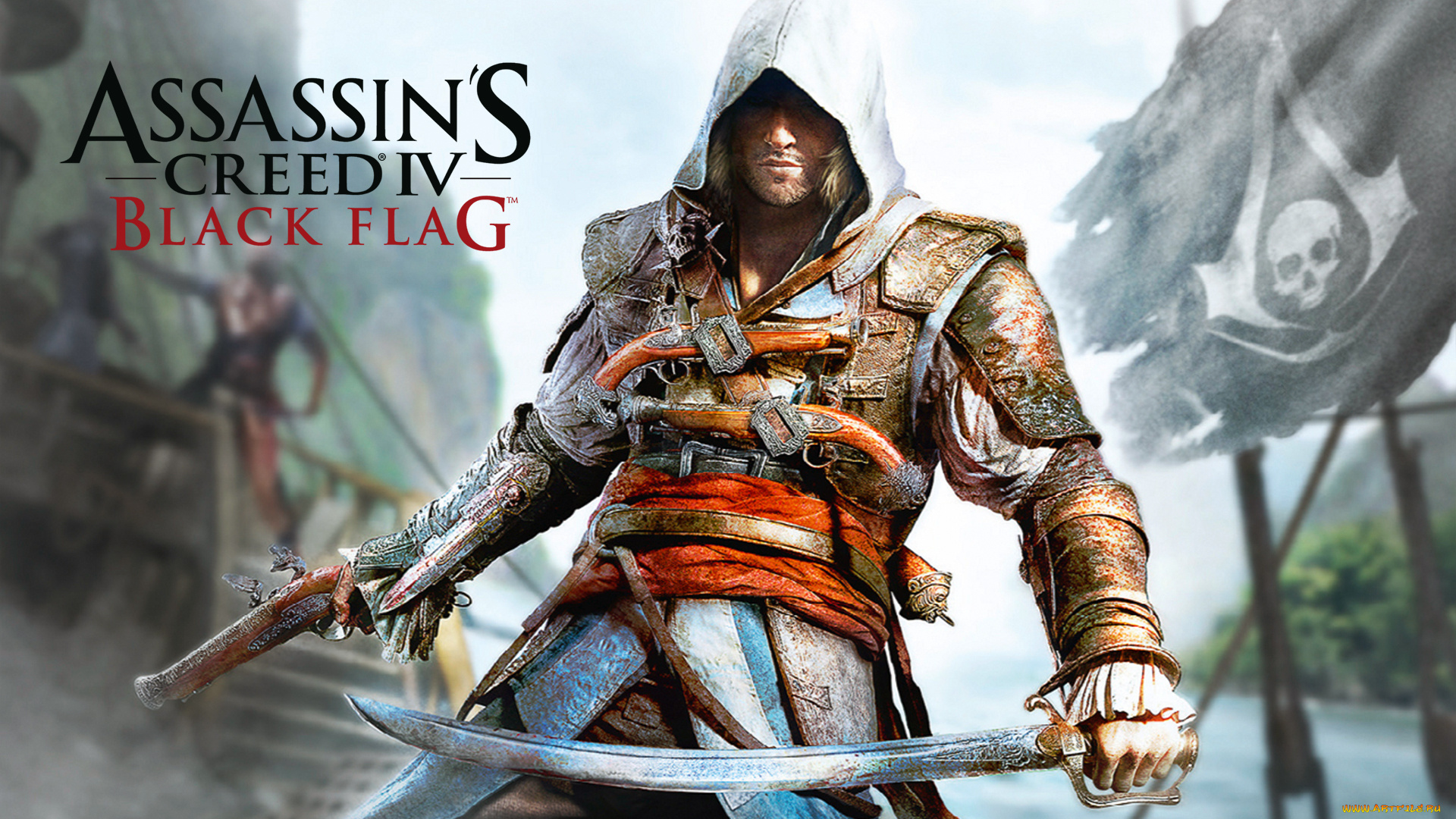 assassin`s, creed, iv, black, flag, видео, игры, пистолет, сабля