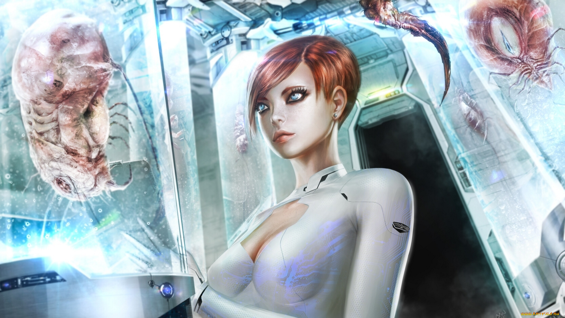 фэнтези, красавицы, чудовища, лаборатория, монстры, девушка