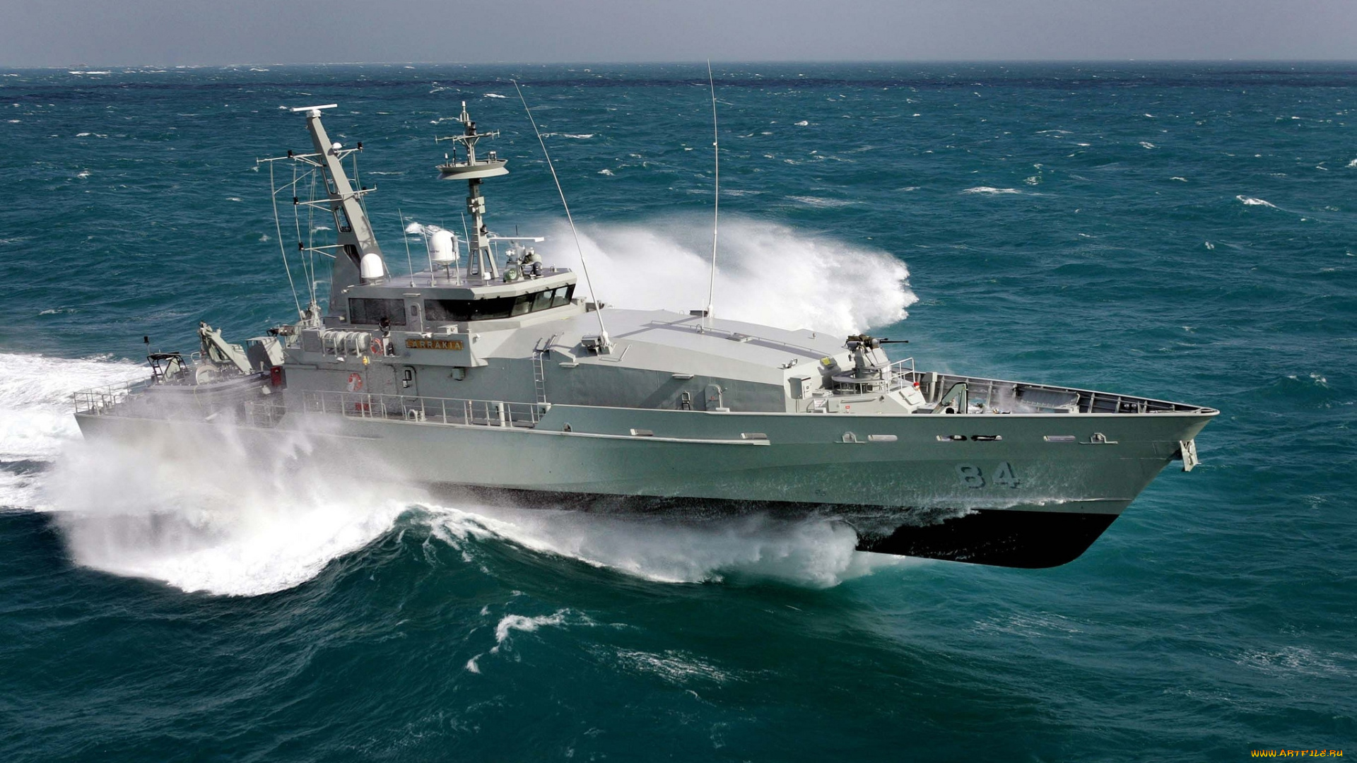 корабли, катера, военный, волны