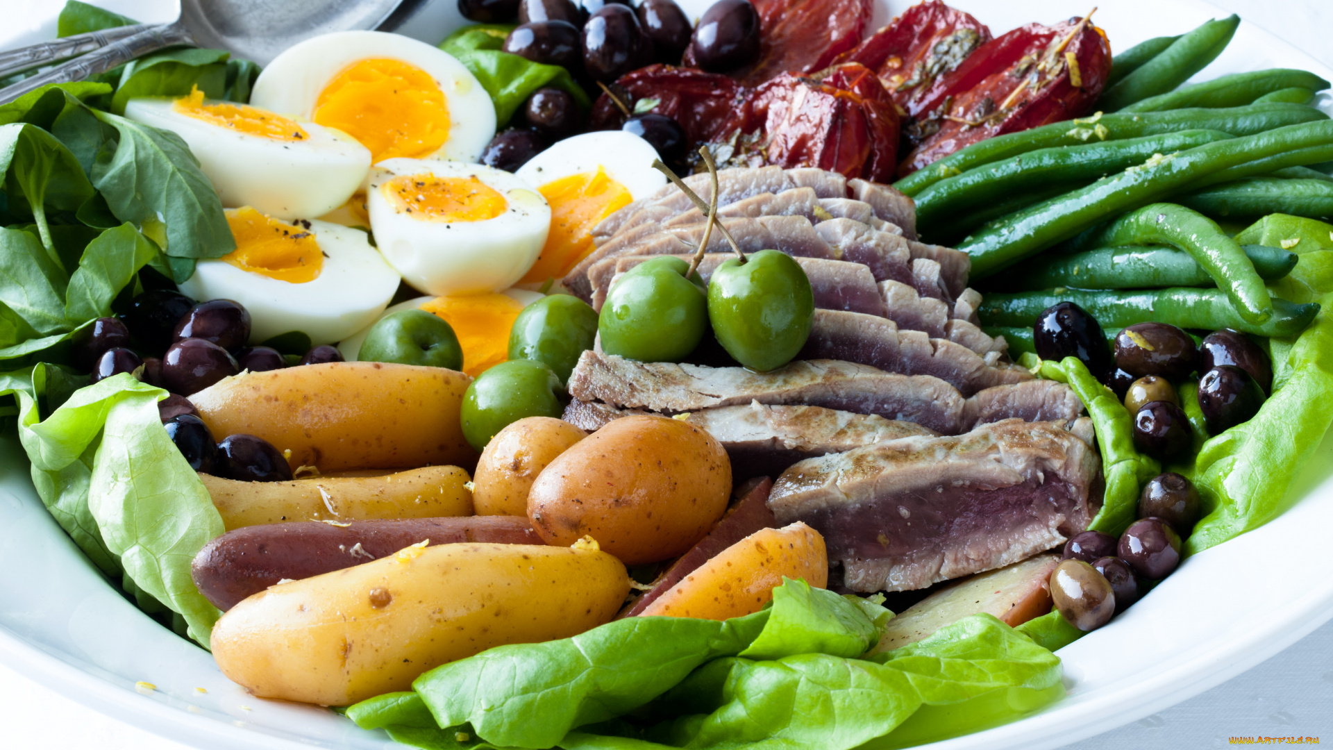 салат, nicoise, еда, салаты, закуски