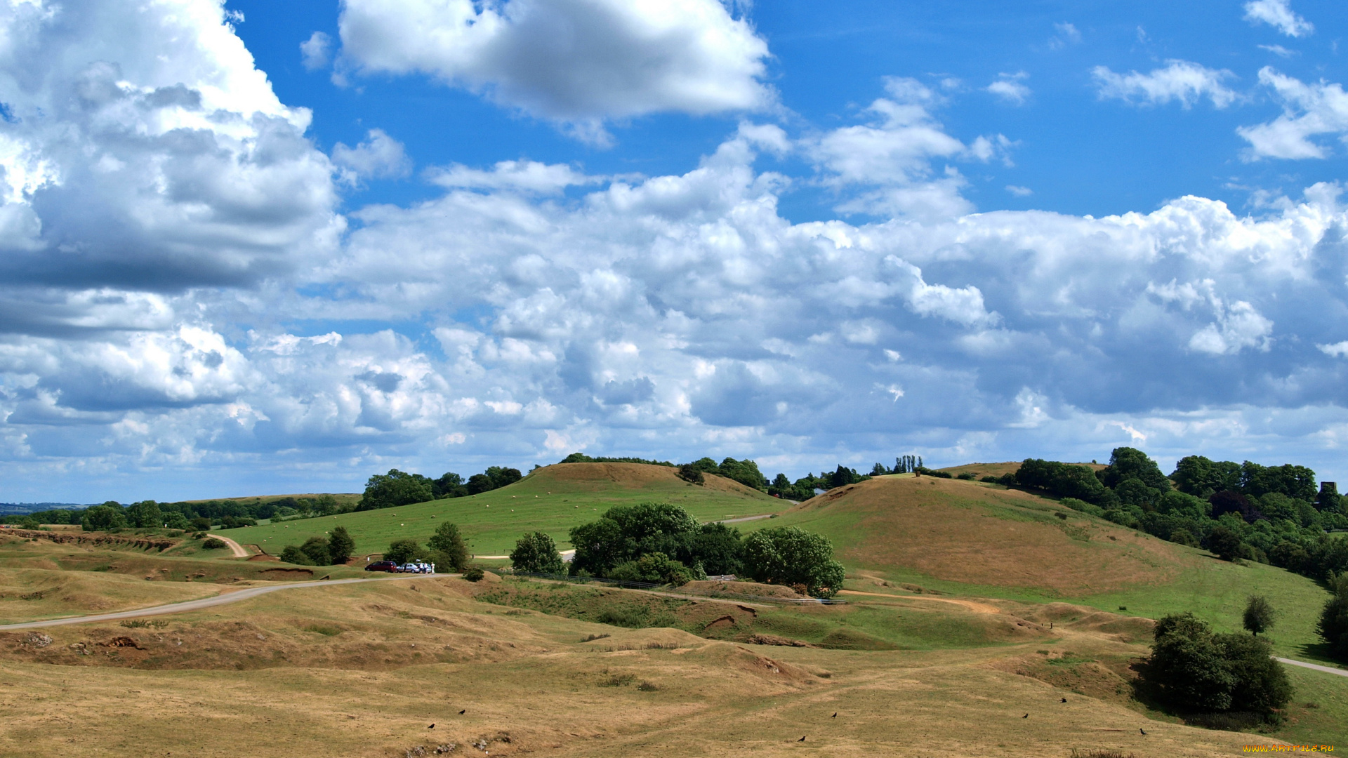 великобритания, уорикшир, природа, луга, небо, облака
