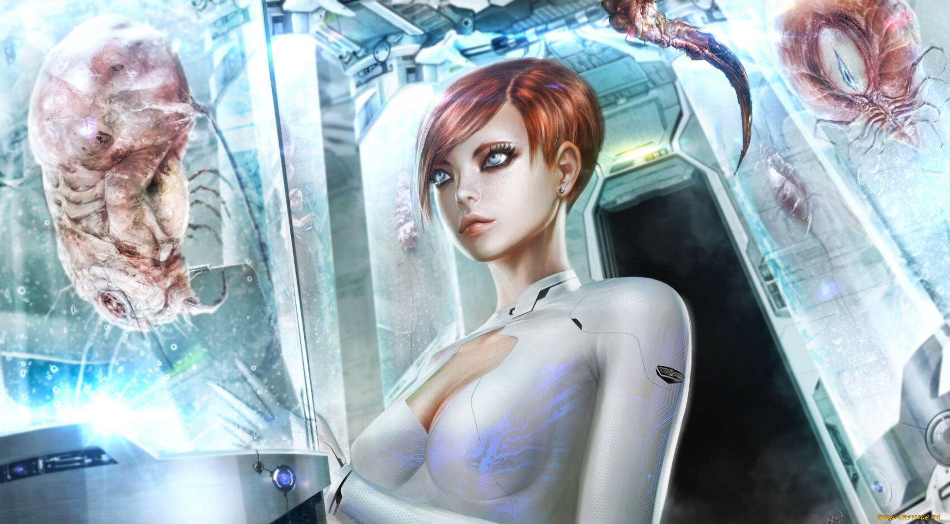 фэнтези, красавицы, чудовища, лаборатория, монстры, девушка