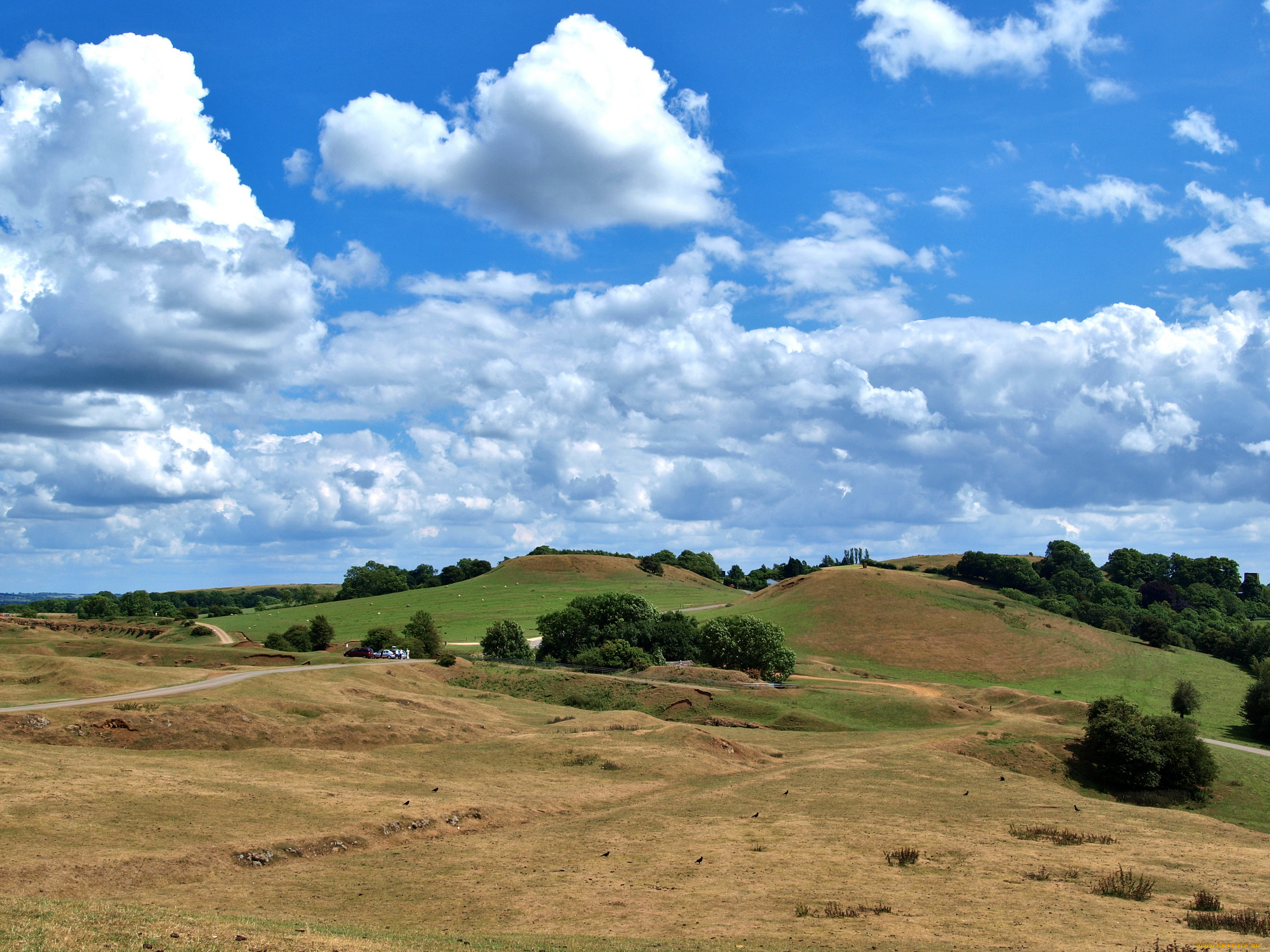 великобритания, уорикшир, природа, луга, небо, облака