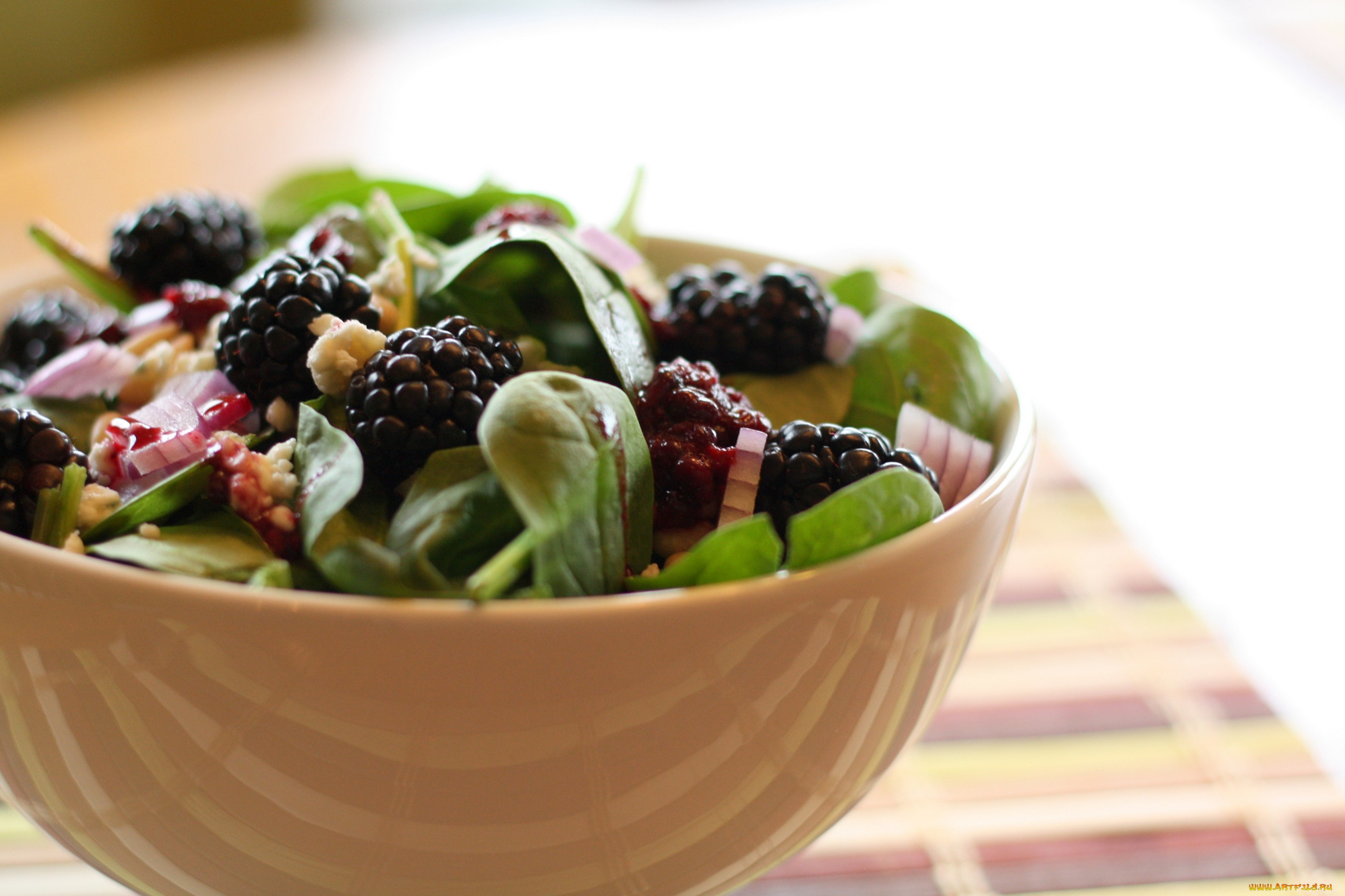 еда, салаты, , закуски, салат, зелень, ежевика