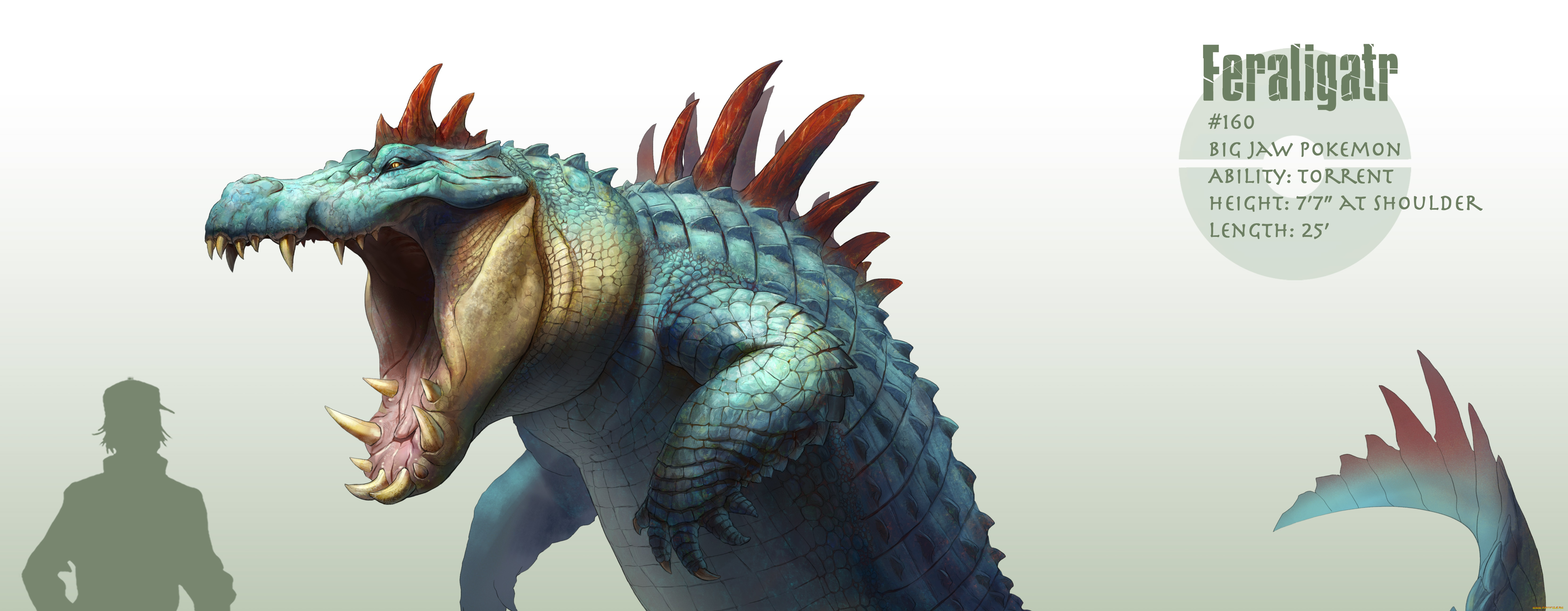 аниме, pokemon, силуэт, пасть, клыки, шипы, покемон, арт, существо, светлый, фон