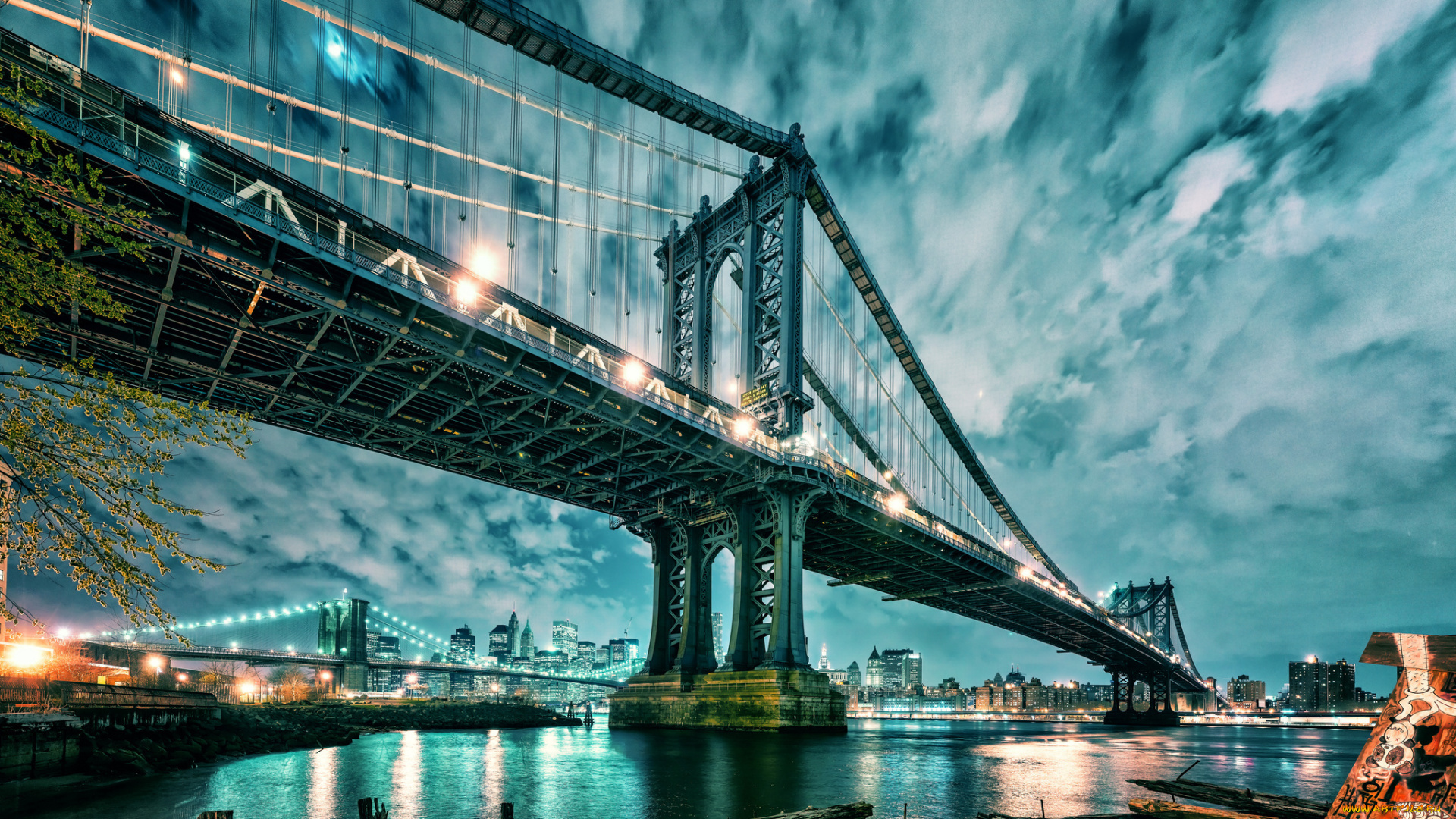 города, -, мосты, brooklyn, new, york, bridges