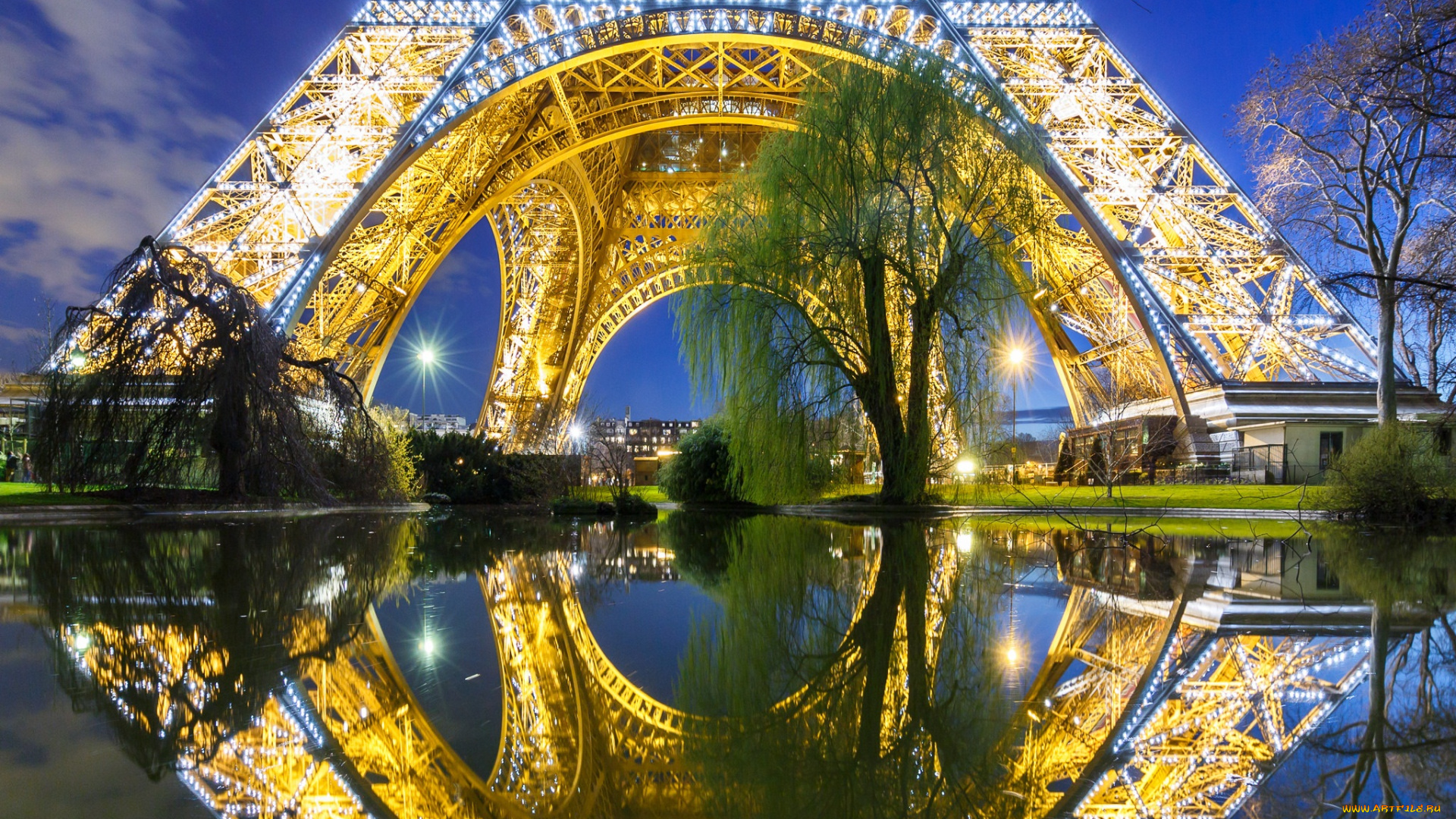 города, париж, , франция, деревья, озеро, париж