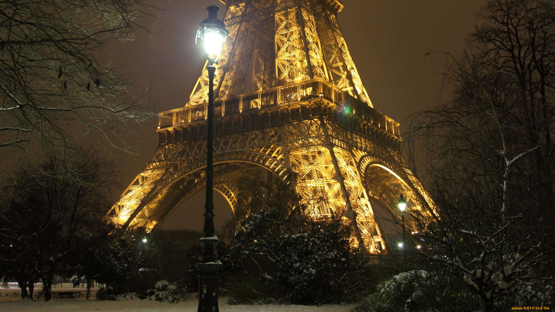 города, париж, , франция, lamppost, romantic, snowy, park, деревья, город, фонарный, столб, ночь, романтичная, снежный, парк, эйфелева, башня, париж, trees, city, night, lantern, lights, eiffel, tower, france, paris, огни, фонарь