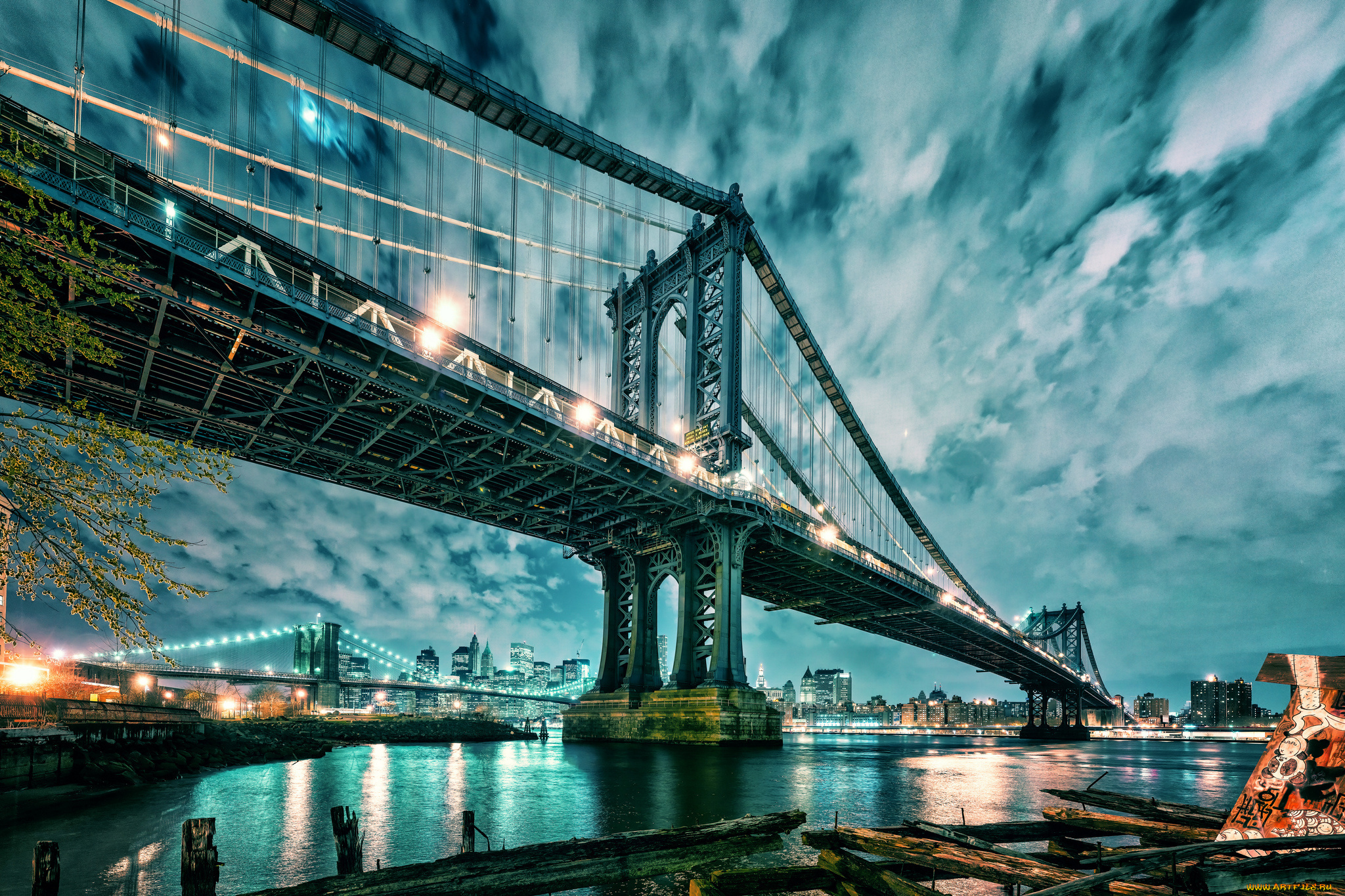 города, -, мосты, brooklyn, new, york, bridges