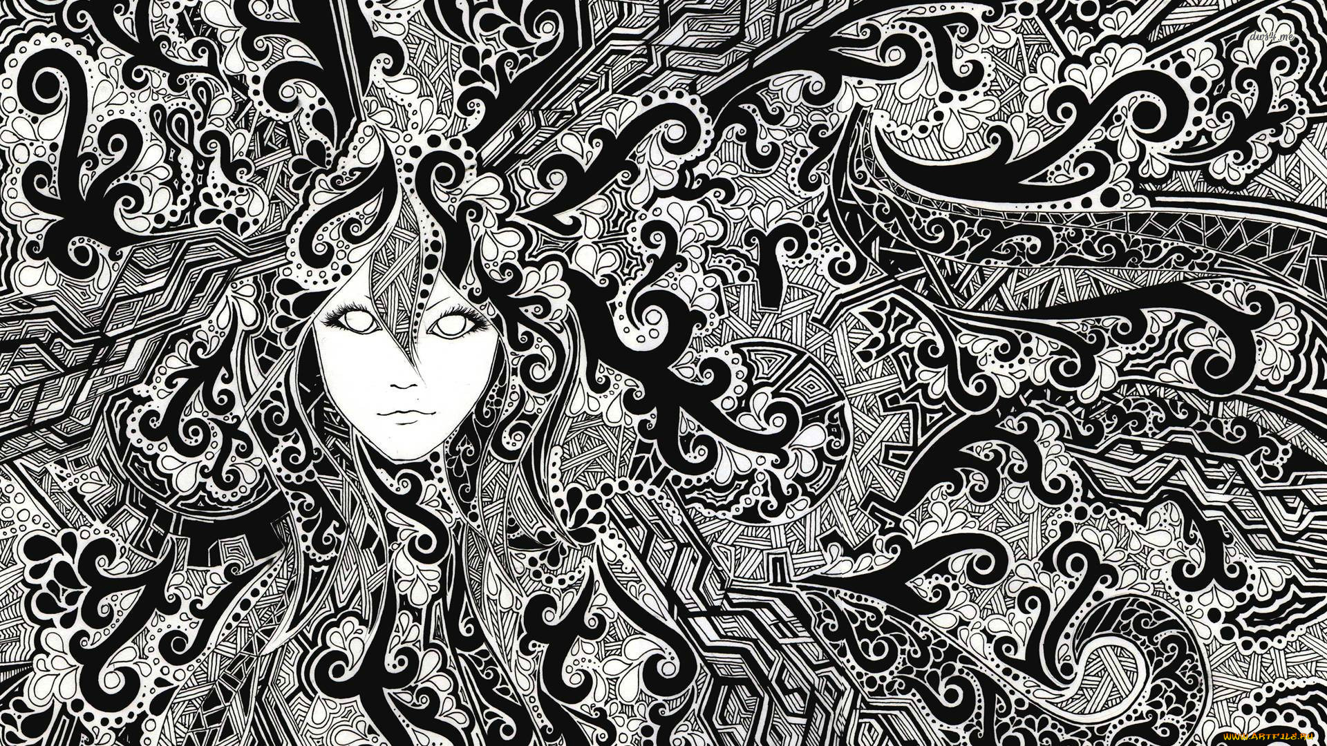 рисованное, абстракция, графика, лицо, фон, взгляд, девушка