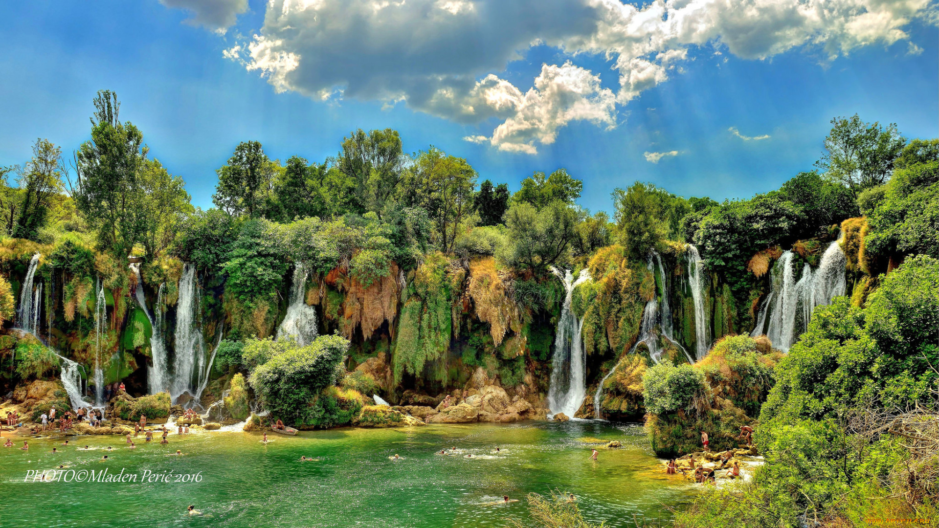 природа, водопады, лес, река, водопад