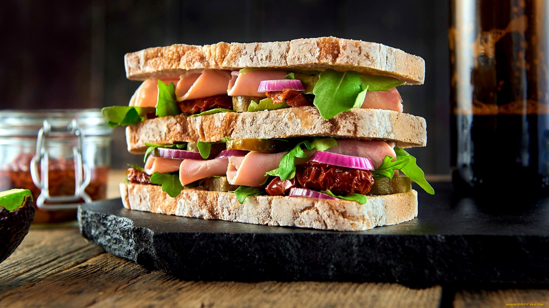еда, бутерброды, , гамбургеры, , канапе, сэндвич, ветчина, хлеб