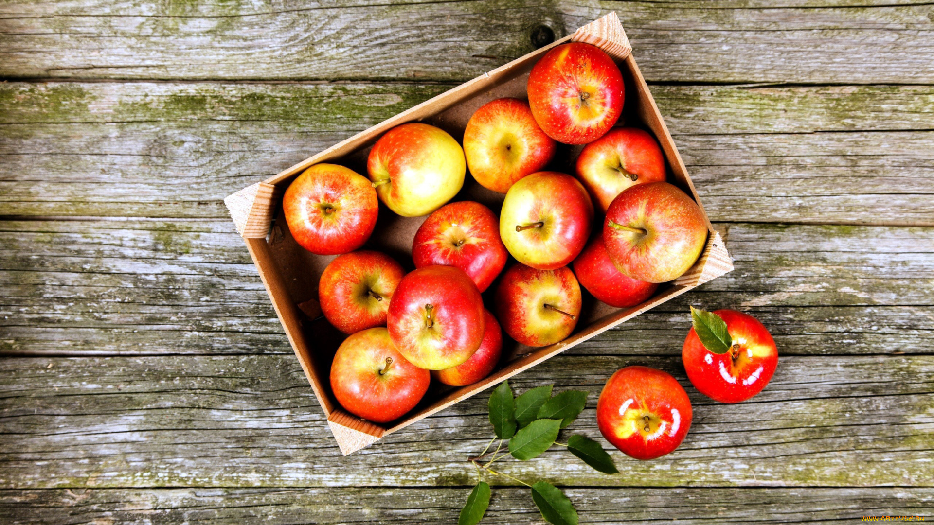 еда, Яблоки, яблоки, ящик
