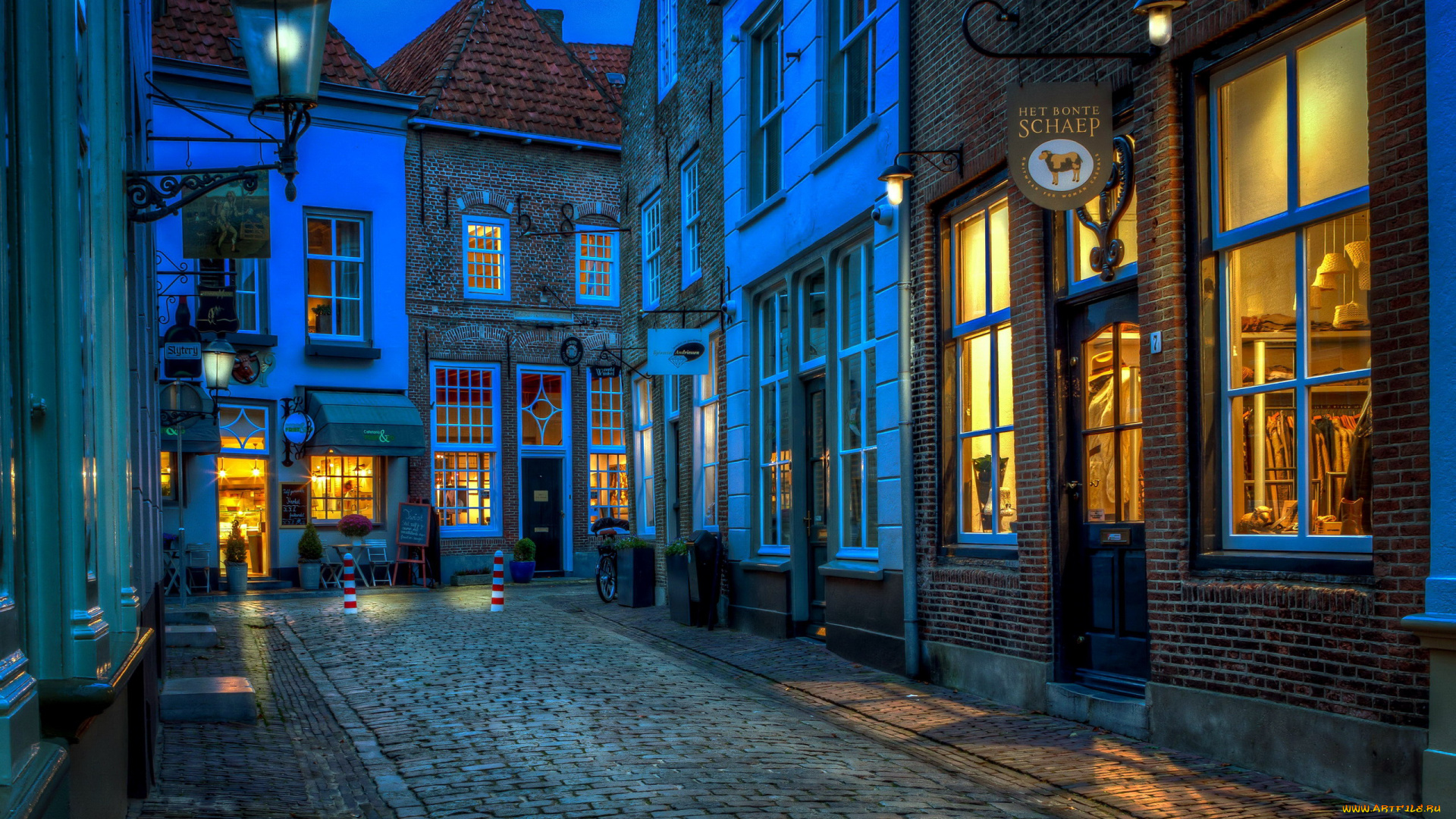 города, -, огни, ночного, города, улица