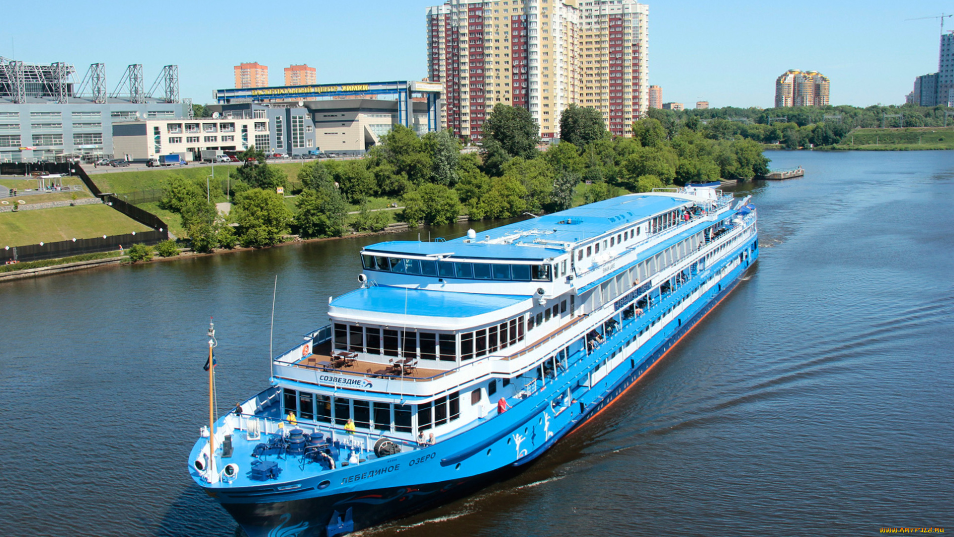 лебединое, озеро, корабли, теплоходы, лебединое, озеро, теплоход, круиз, река, город