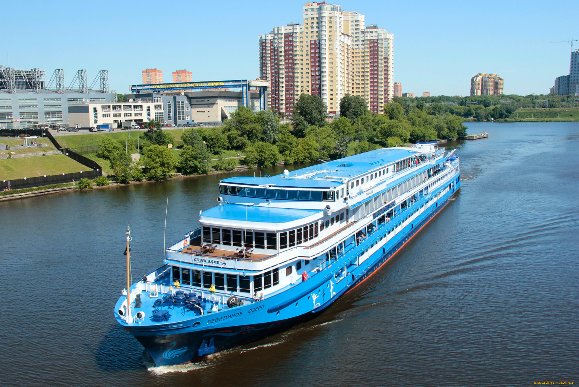 лебединое, озеро, корабли, теплоходы, лебединое, озеро, теплоход, круиз, река, город