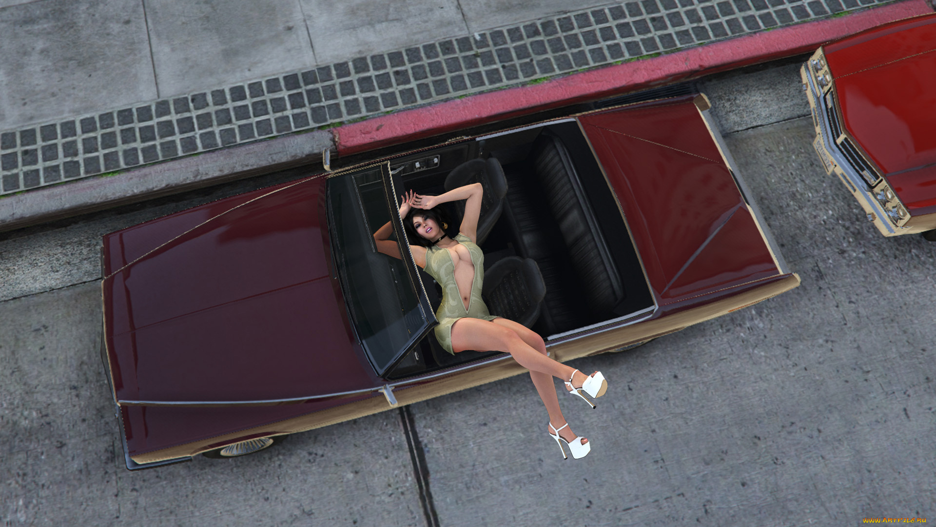 3д, графика, люди-авто, мото, , people-, car, , , moto, девушка, фон, взгляд, автомобиль