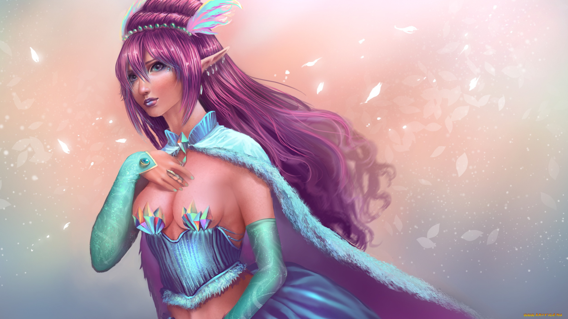 фэнтези, эльфы, девушка, фон, ушки, корсет