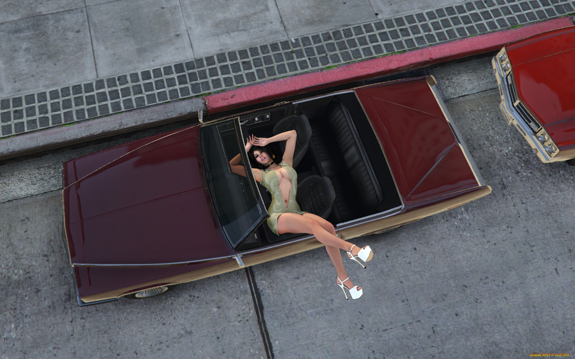 3д, графика, люди-авто, мото, , people-, car, , , moto, девушка, фон, взгляд, автомобиль