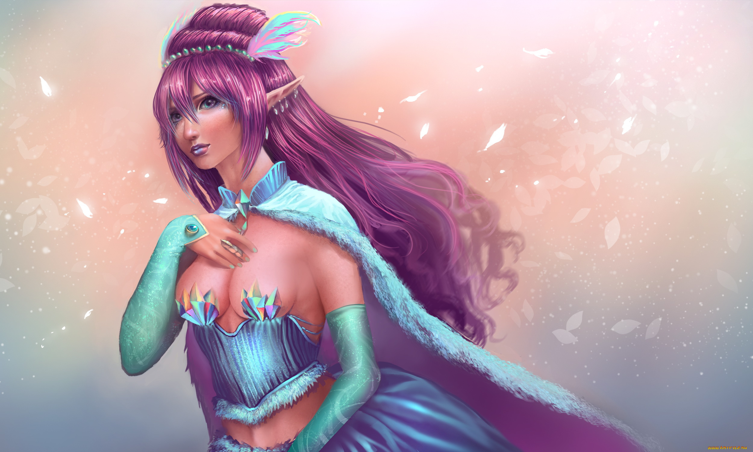 фэнтези, эльфы, девушка, фон, ушки, корсет