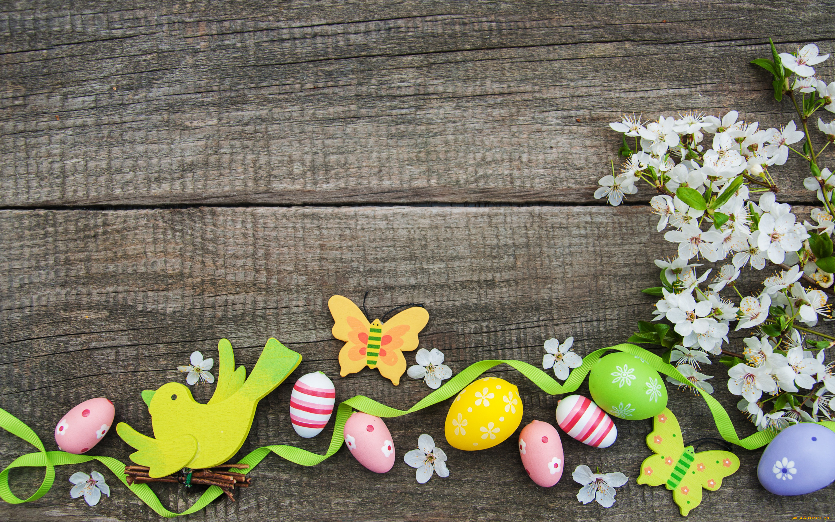 праздничные, пасха, цветы, яйца, colorful, happy, wood, blossom, flowers, spring, easter, eggs, decoration