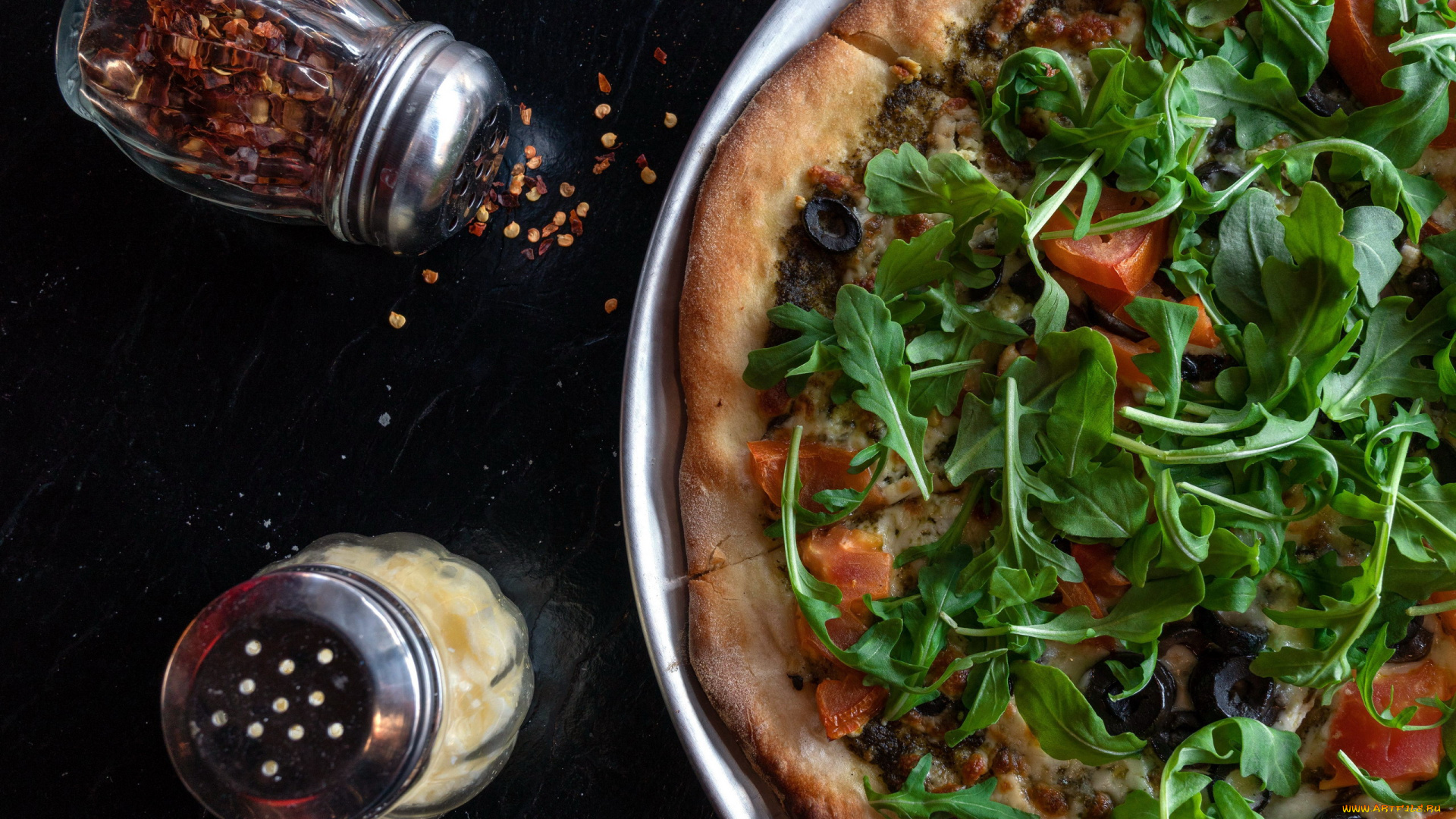 еда, пицца, зелень
