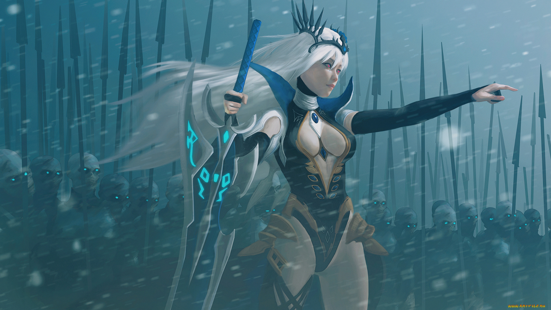 фэнтези, красавицы, и, чудовища, девушка, фон, униформа, меч, войско