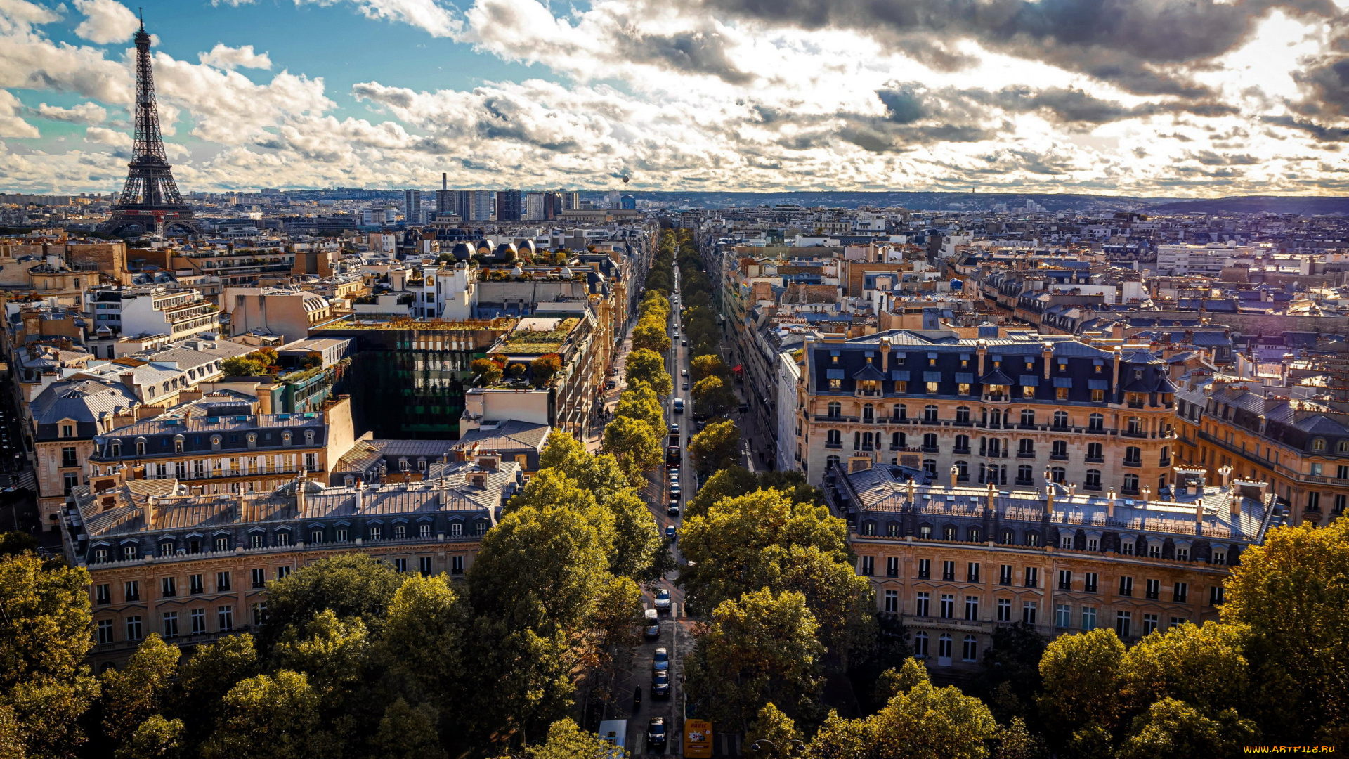 города, париж, , франция, панорама