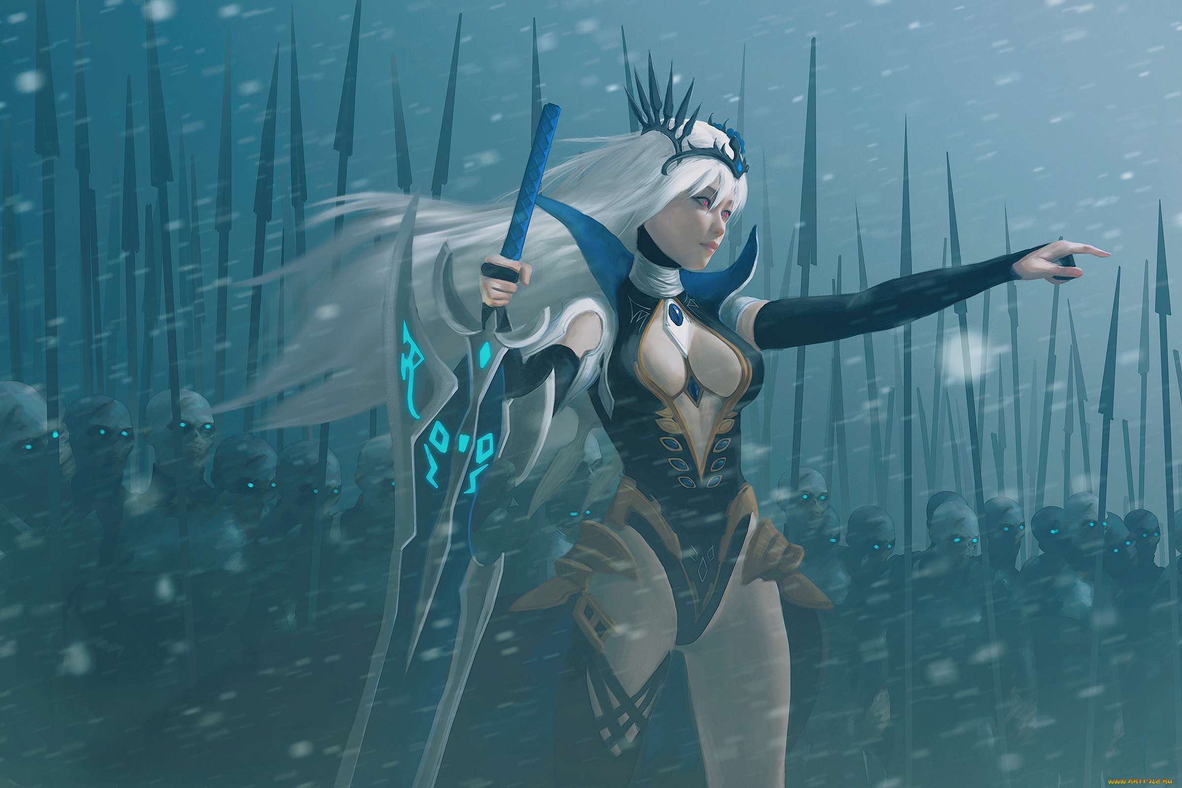 фэнтези, красавицы, и, чудовища, девушка, фон, униформа, меч, войско