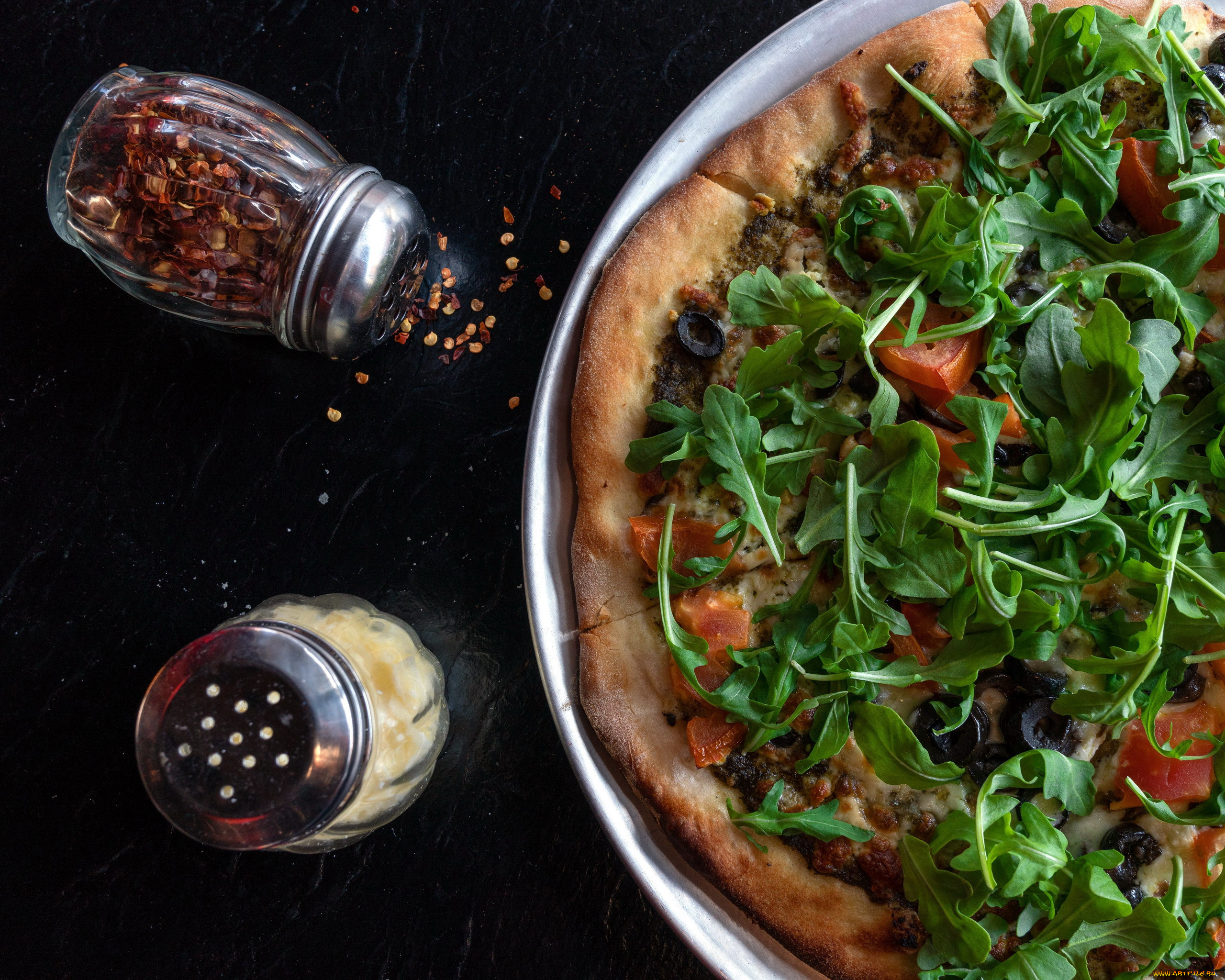еда, пицца, зелень