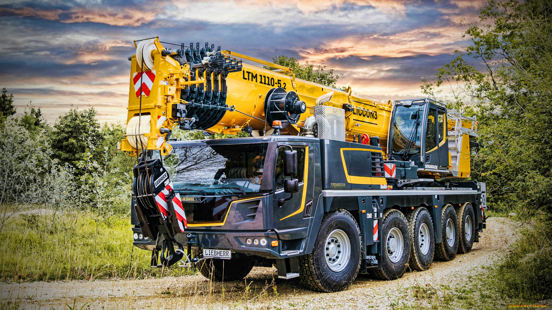 техника, строительная, техника, liebherr, l1110-52, 4k, мобильные, краны, 2022, года, строительная, спецтехника, hdr
