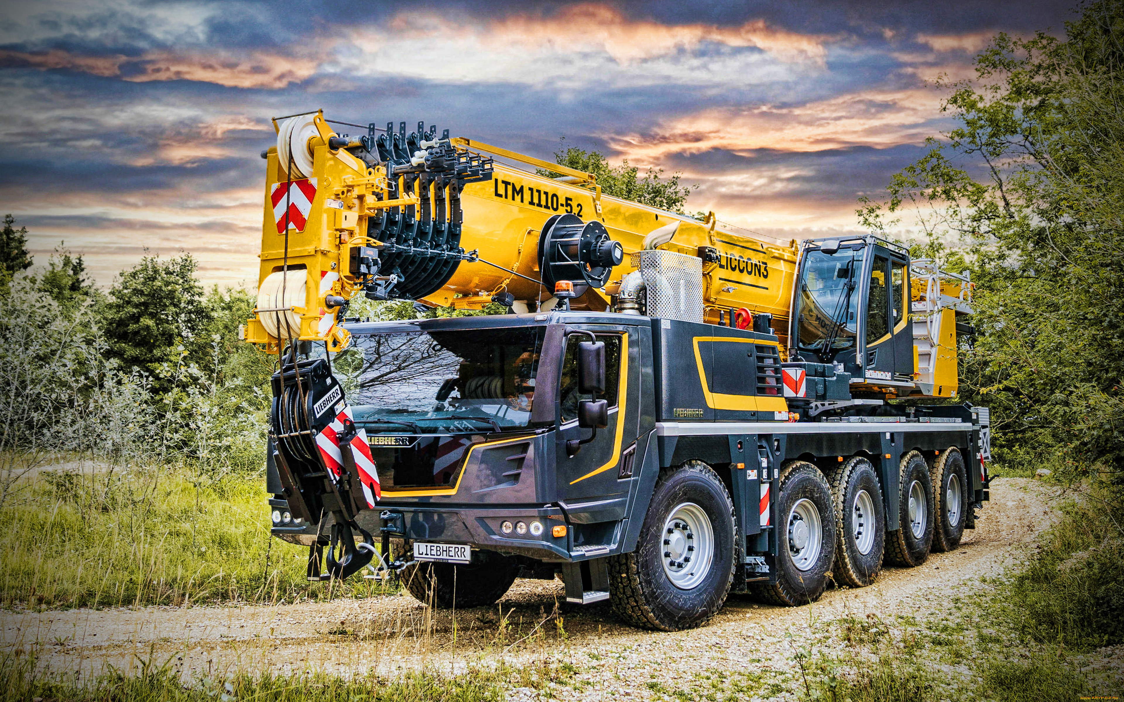 техника, строительная, техника, liebherr, l1110-52, 4k, мобильные, краны, 2022, года, строительная, спецтехника, hdr