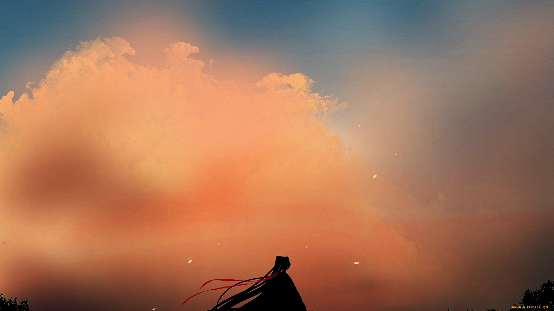 аниме, mo, dao, zu, shi, вэй, усянь, небо, закат, облака