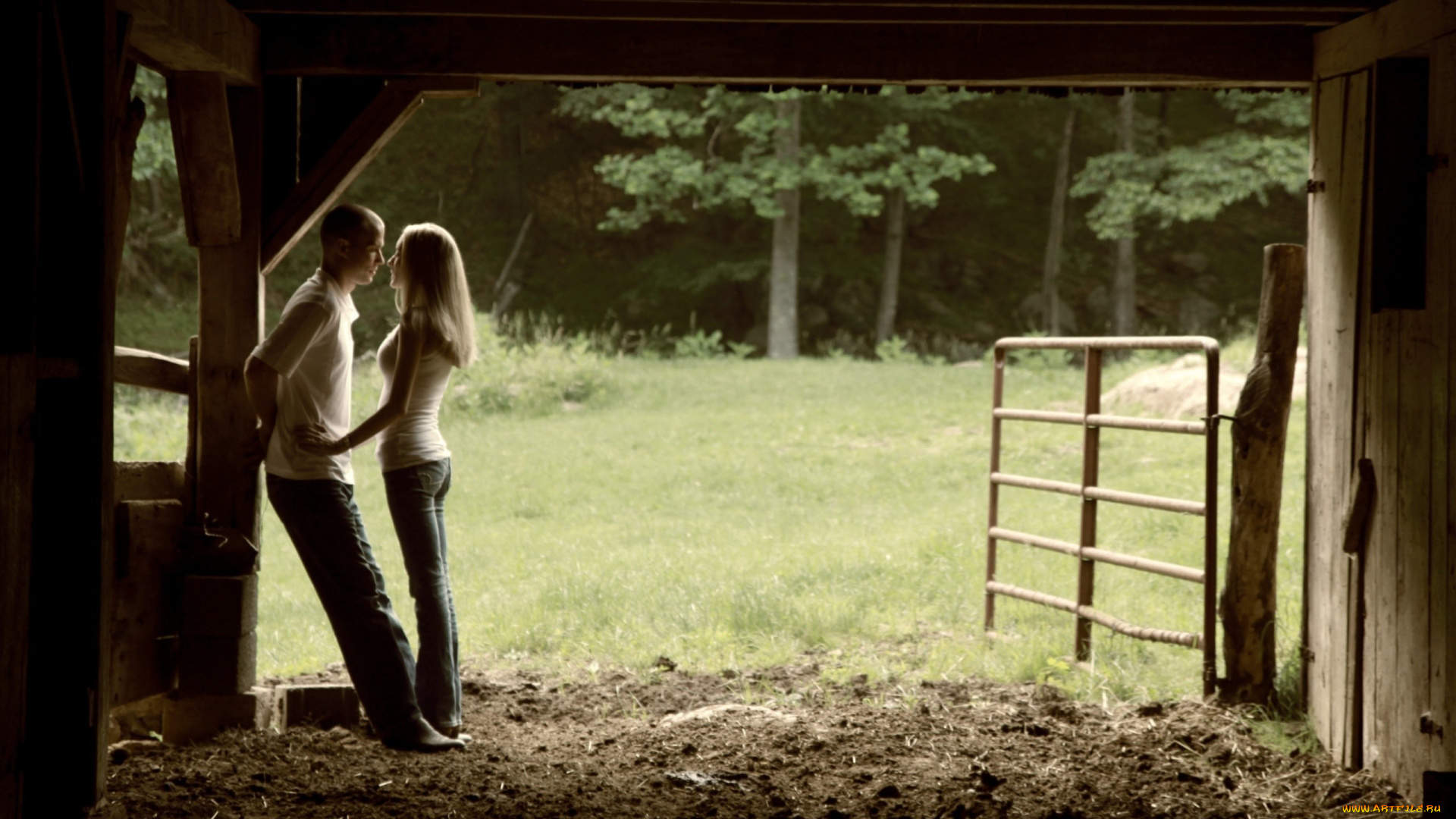 разное, мужчина, женщина, пара, ворота, конюшня