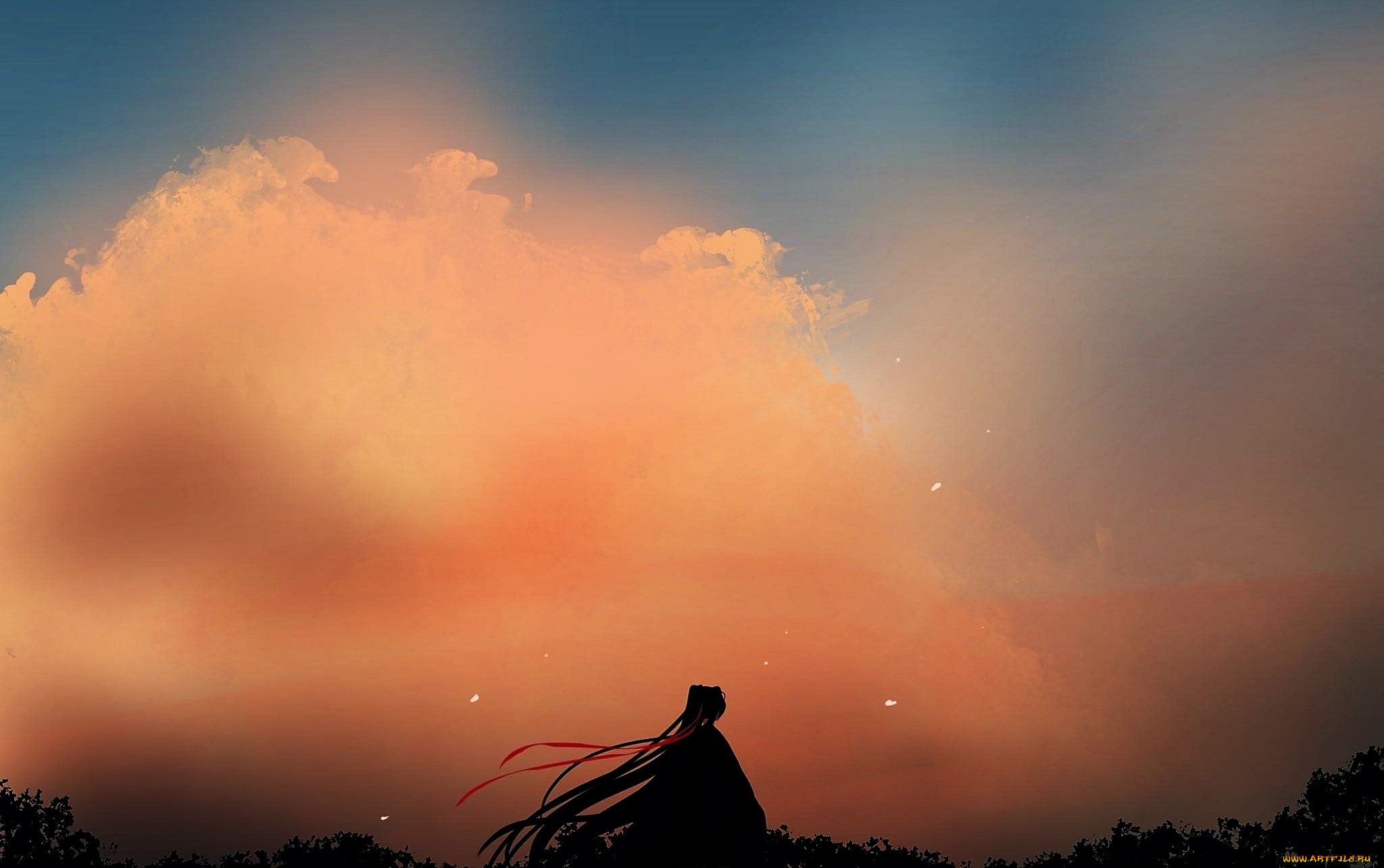 аниме, mo, dao, zu, shi, вэй, усянь, небо, закат, облака