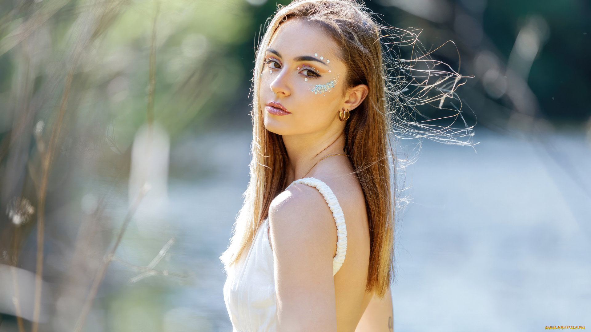 девушки, -, брюнетки, , шатенки, красивая, девушка, макияж, глаз, длинныe, вoлoсы, прирoда