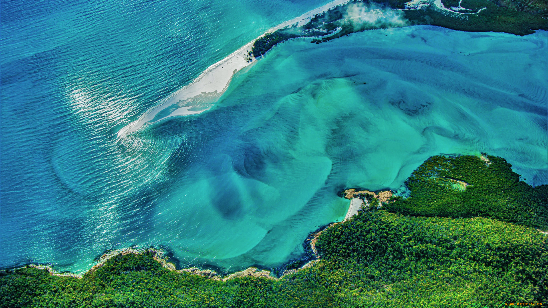 природа, побережье, вид, сверху