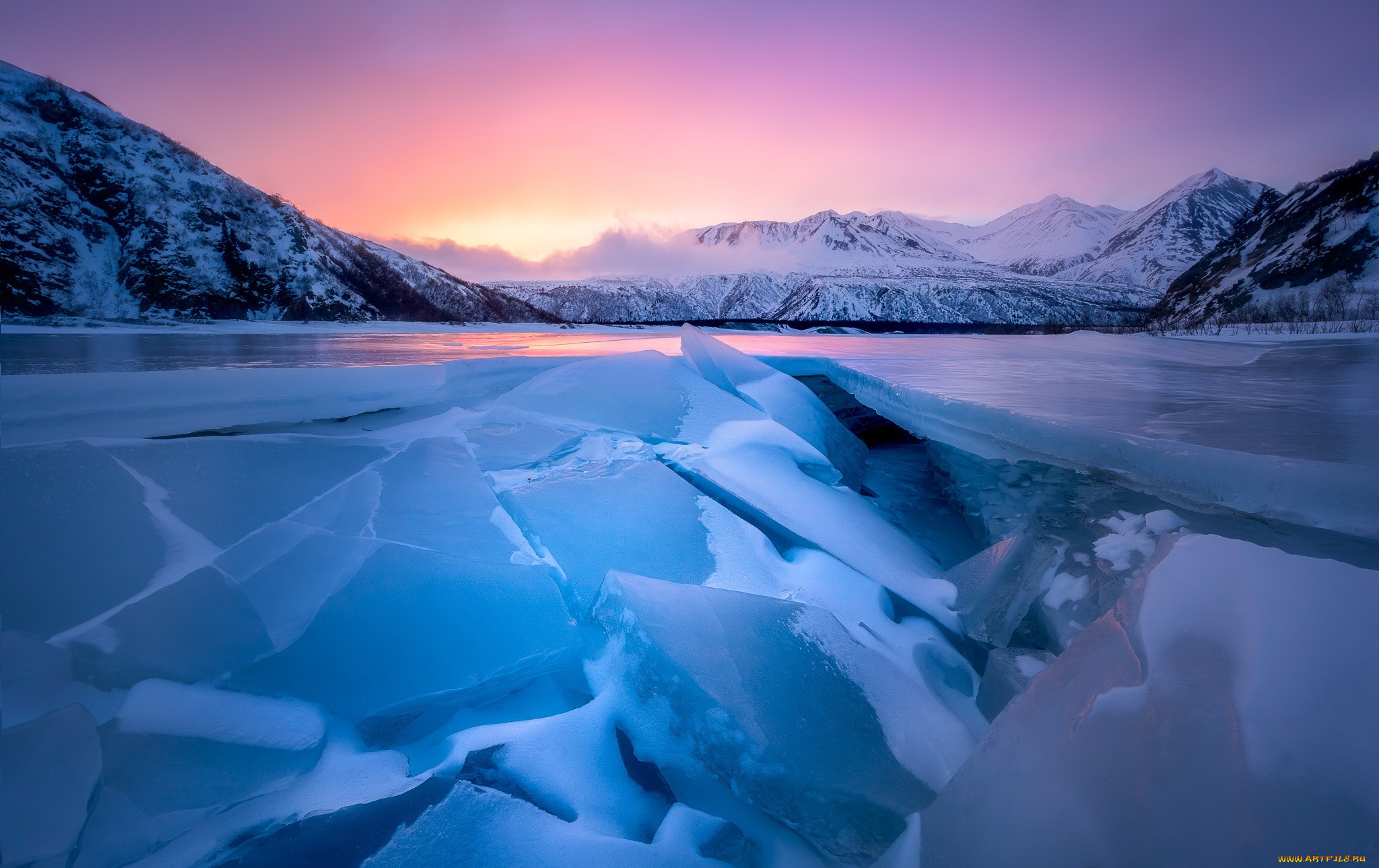 природа, айсберги, и, ледники, побережье