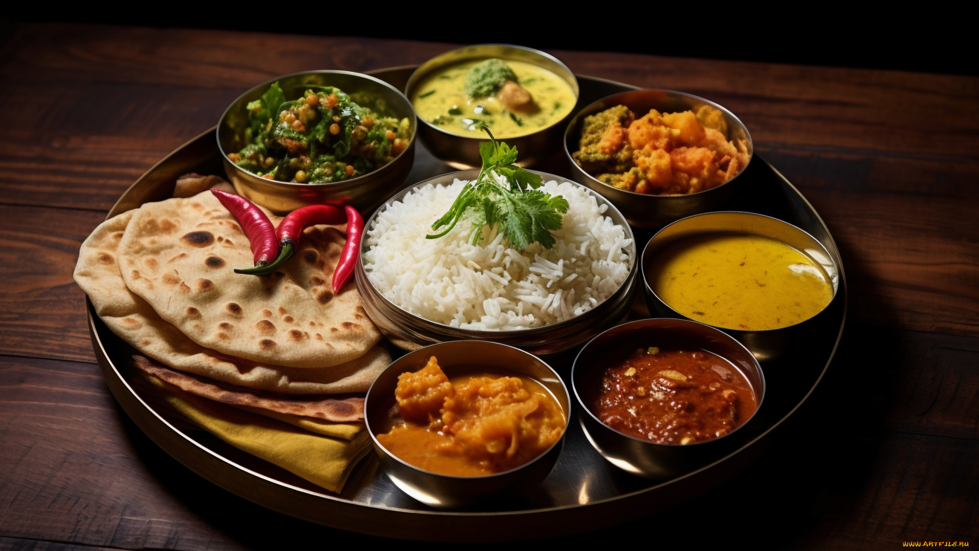 еда, разное, индийская, кухня, рис, соусы, лепешки
