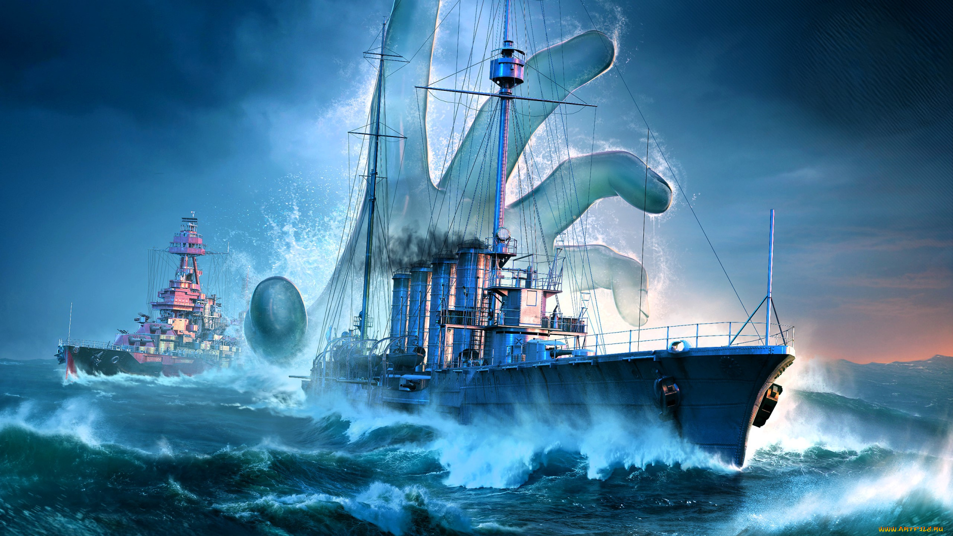 видео, игры, world, of, warships, корабли, море, рука